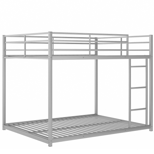 Full over Full Metal Bunk Bed, Low Bunk Bed with Ladder, Black(Old SKU:MF197034AAB)、、casual