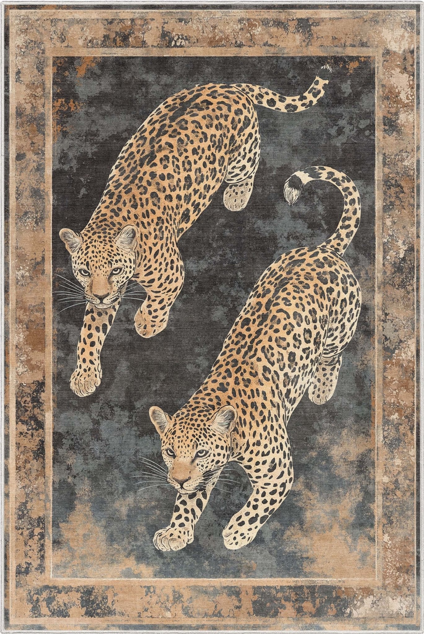 Leopard’s Reverie Charcoal & Natural Rug Perfect for Living Room, Dining Room, Bedroom and Kitchen、mySite、gigharbornorthrealestate