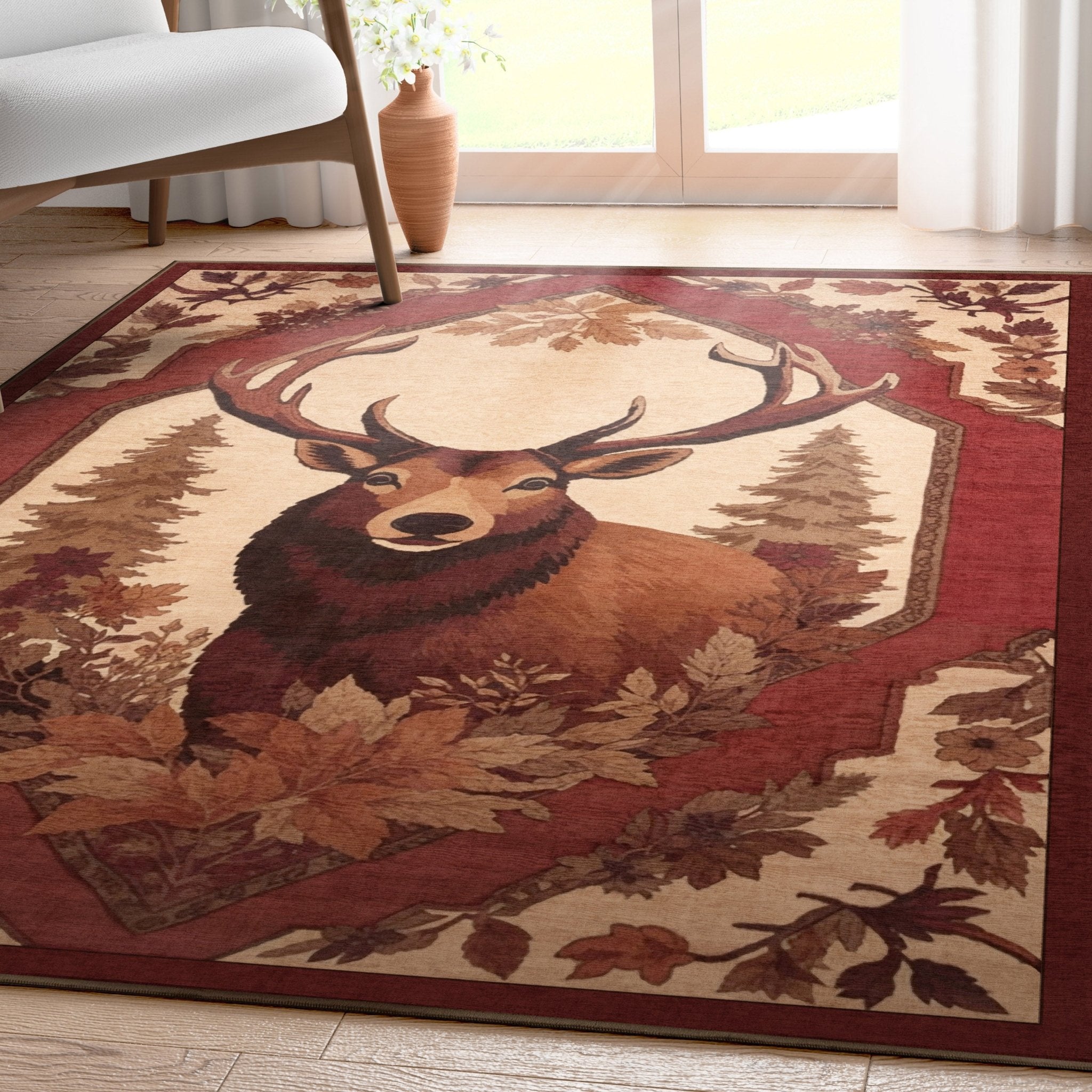 Apollo Trophy Buck Rug - Red Beige Rustic Design、mySite、gigharbornorthrealestate