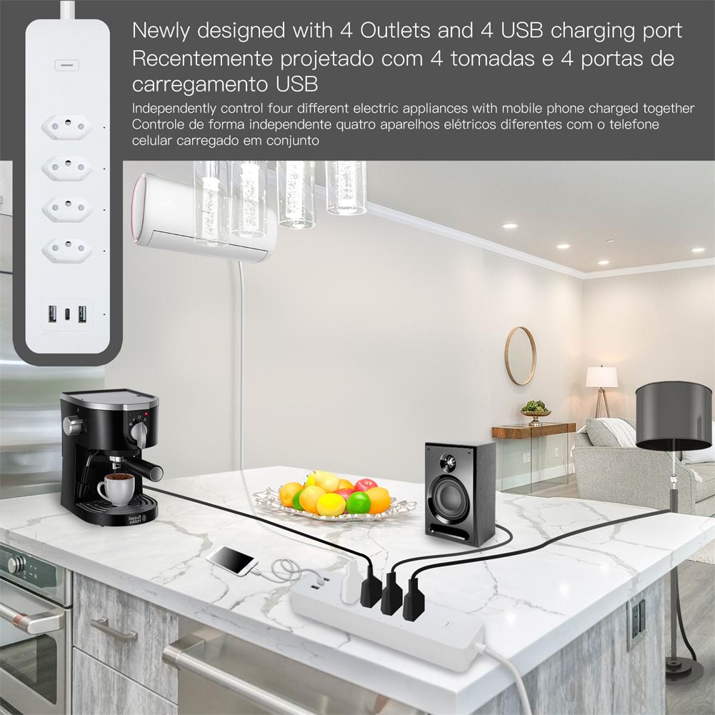 WiFi Smart Power Strip Surge Protector 4 Plug Outlets Electric Socket with USB/Type C Brazil Version、mySite、fannypackpong