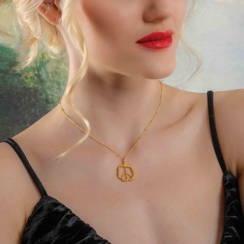 Peace Charm Necklace | 14K Gold Plated、mySite、camillekostekn