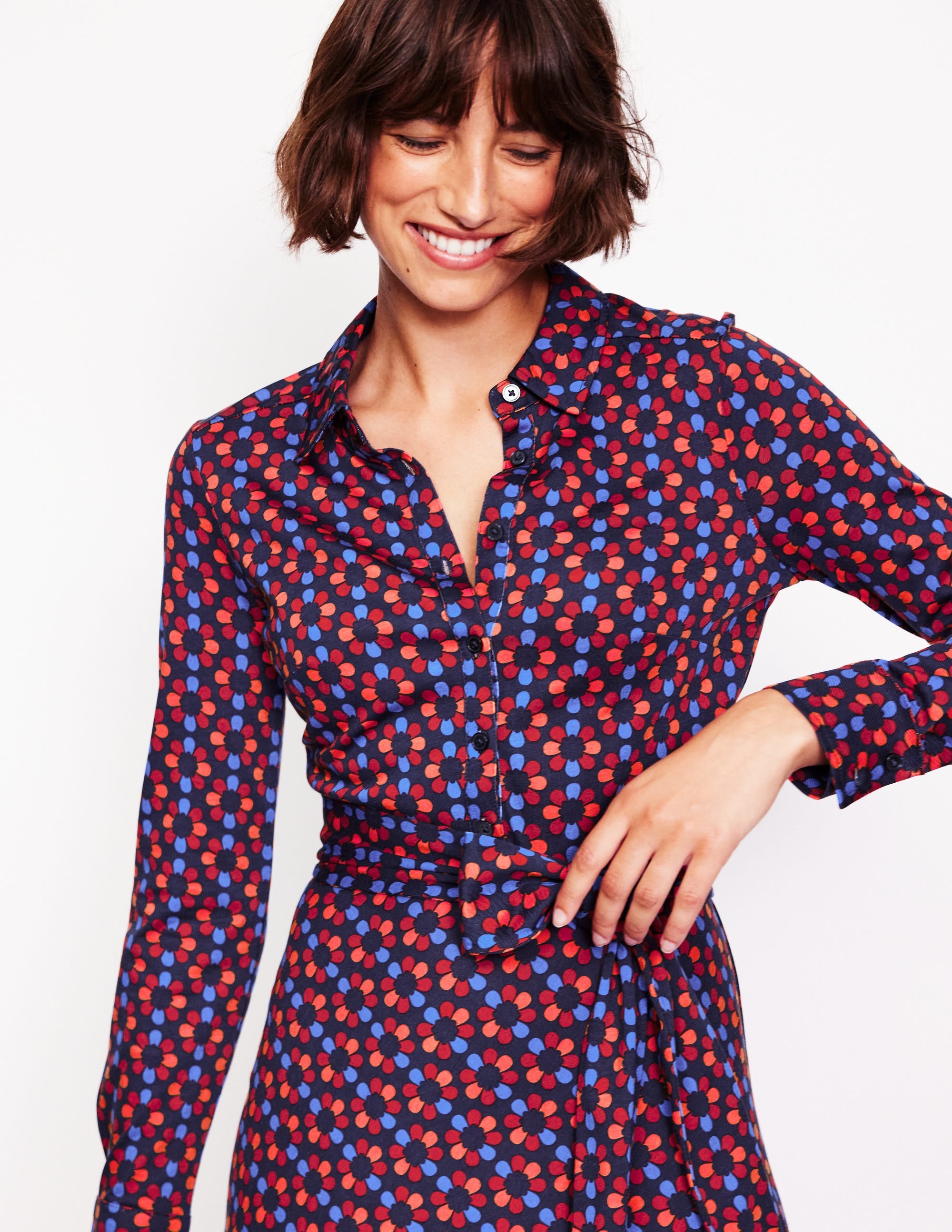  Laura Jersey Midi Shirt Dress-Bright Pink, Structured Petal、mySite、ashleygrahame