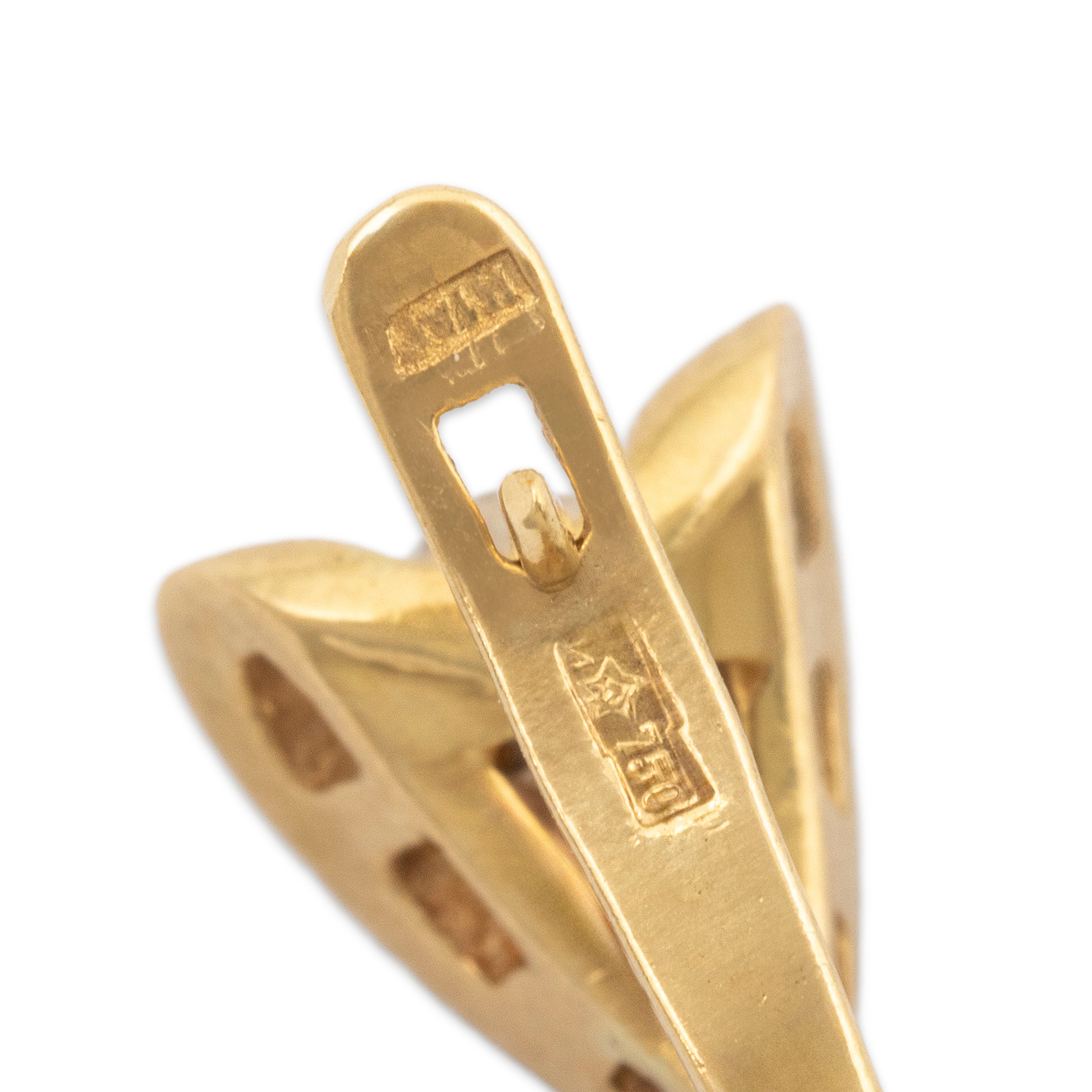 Vintage 18k Yellow Gold 1.1cttw Blue Sapphire .26cttw Diamond Earrings、mySite、hinf8tx79