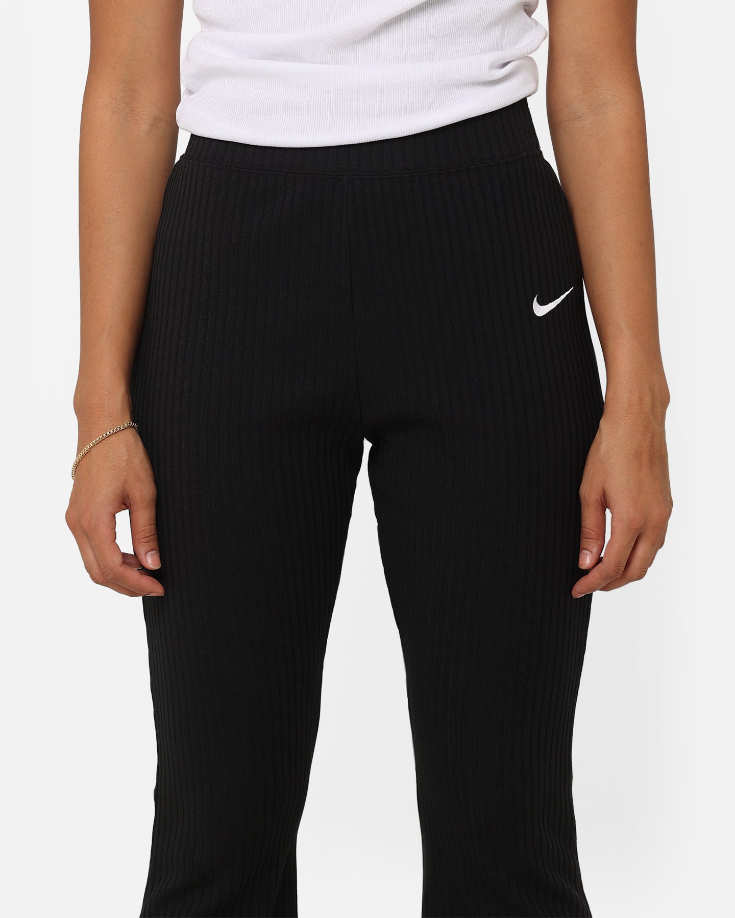 Nike Women's Sportswear Ribbed Jersey Pants Black/White、mySite、zt4zffjzw