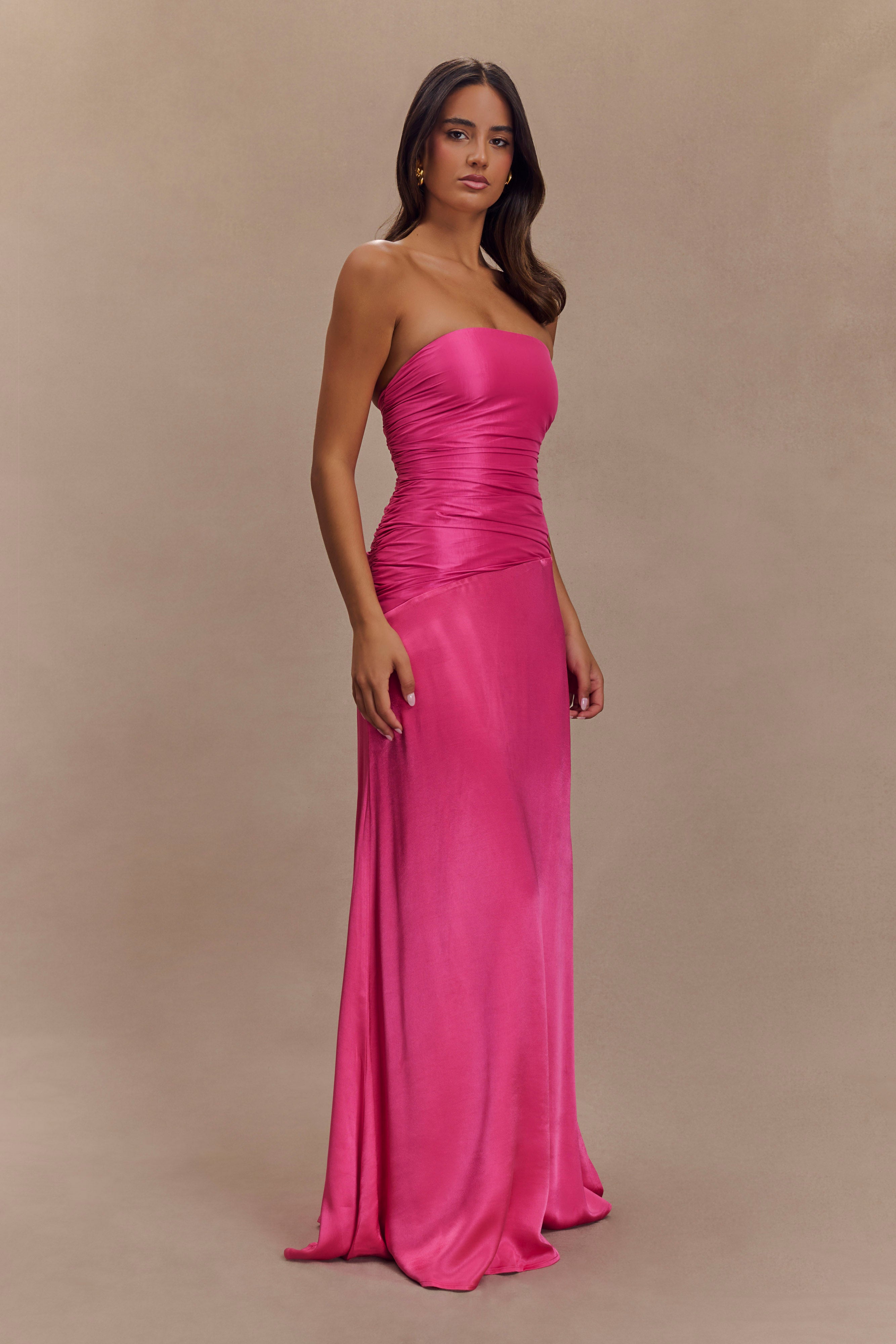 Serena Strapless Taffeta Maxi Dress - Crimson Pink、mySite、solidvoid