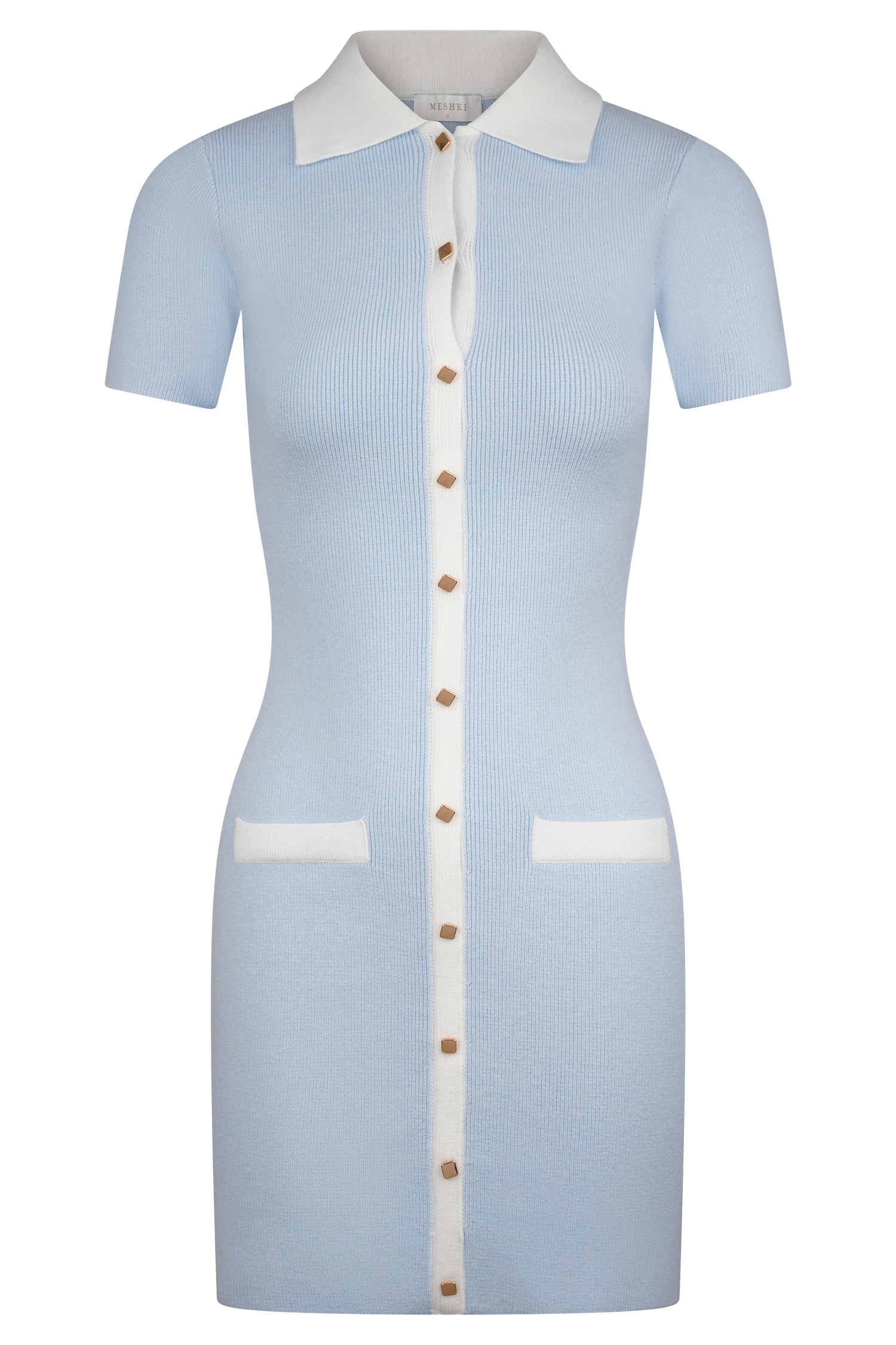 Seema Contrast Mini Dress - Light Blue/White、mySite、solidvoid