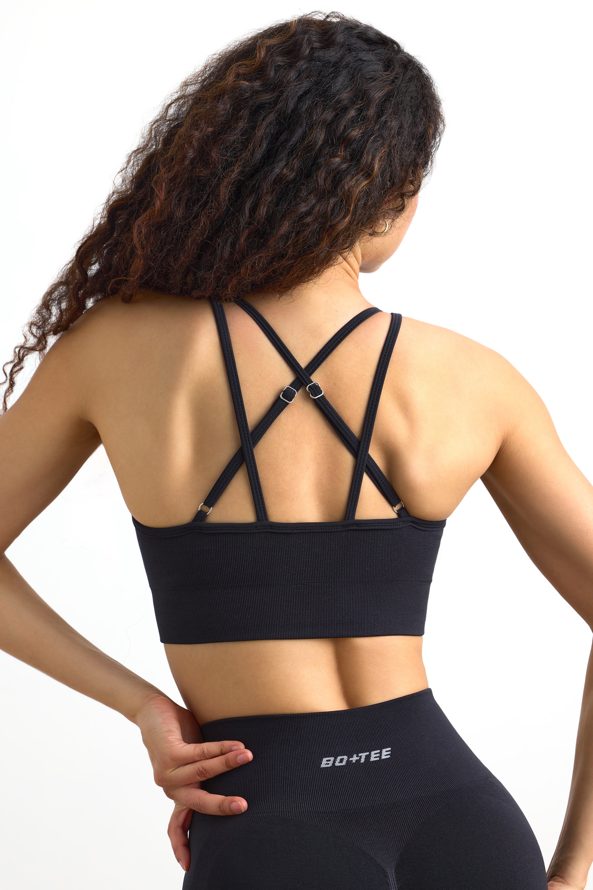 Define Luxe Strappy Sports Bra in Jet Black、mySite、solidvoid