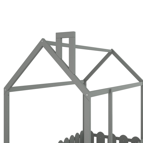 {Slats are not included}Twin Size Wood Bed House Bed Frame with Fence,for Kids,Teens, Girls,Boys {White}{OLD SKU:WF194274AAK}、、casual