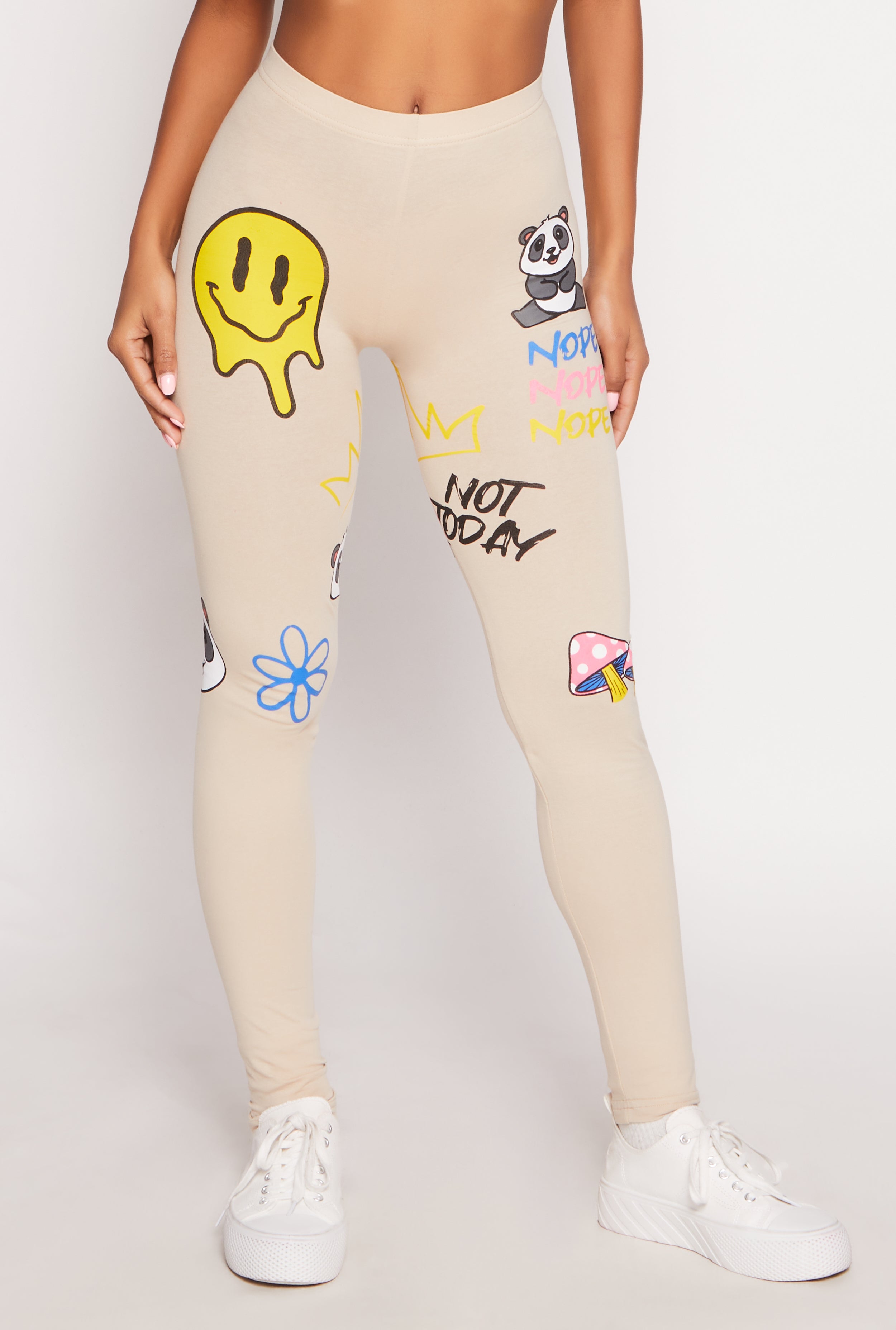 Graphic Print High Waisted Leggings、mySite、camillekostekn