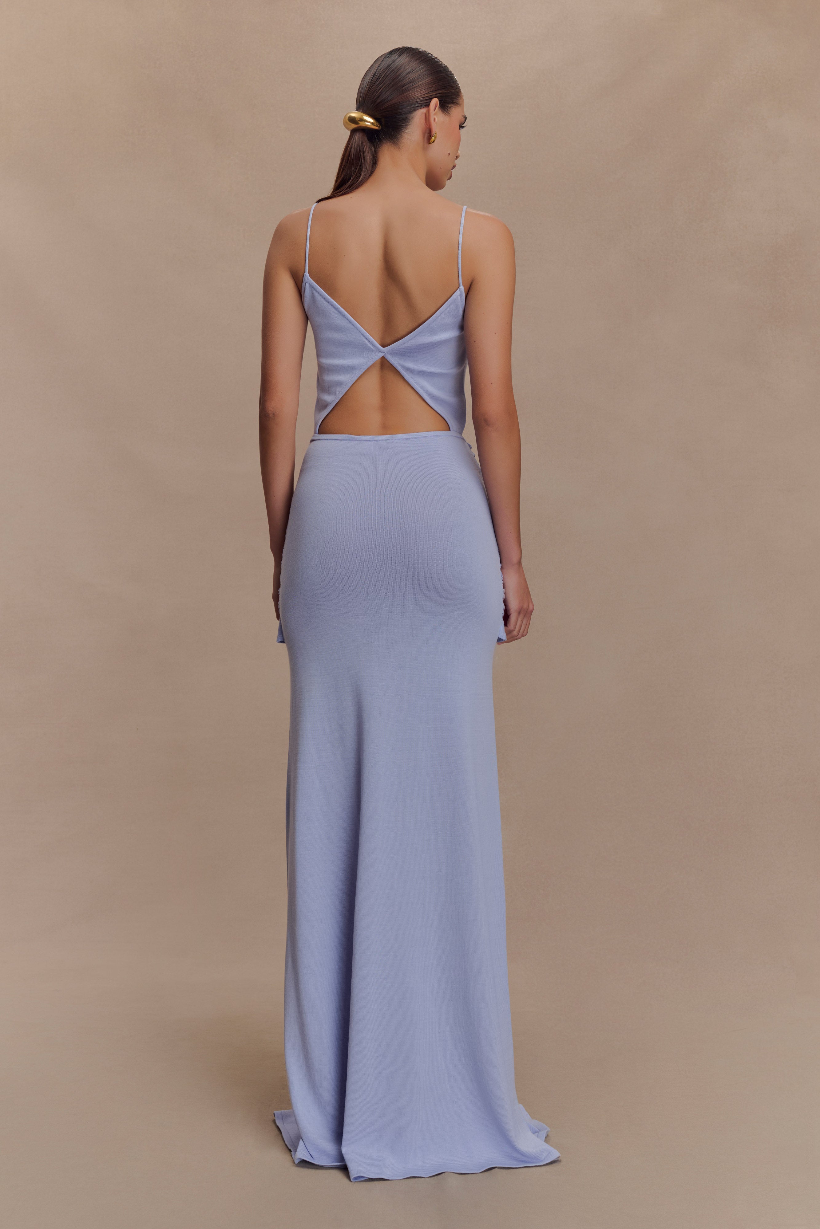 Reama Wrap Over Knit Maxi Dress - Cornflower Blue、mySite、solidvoid