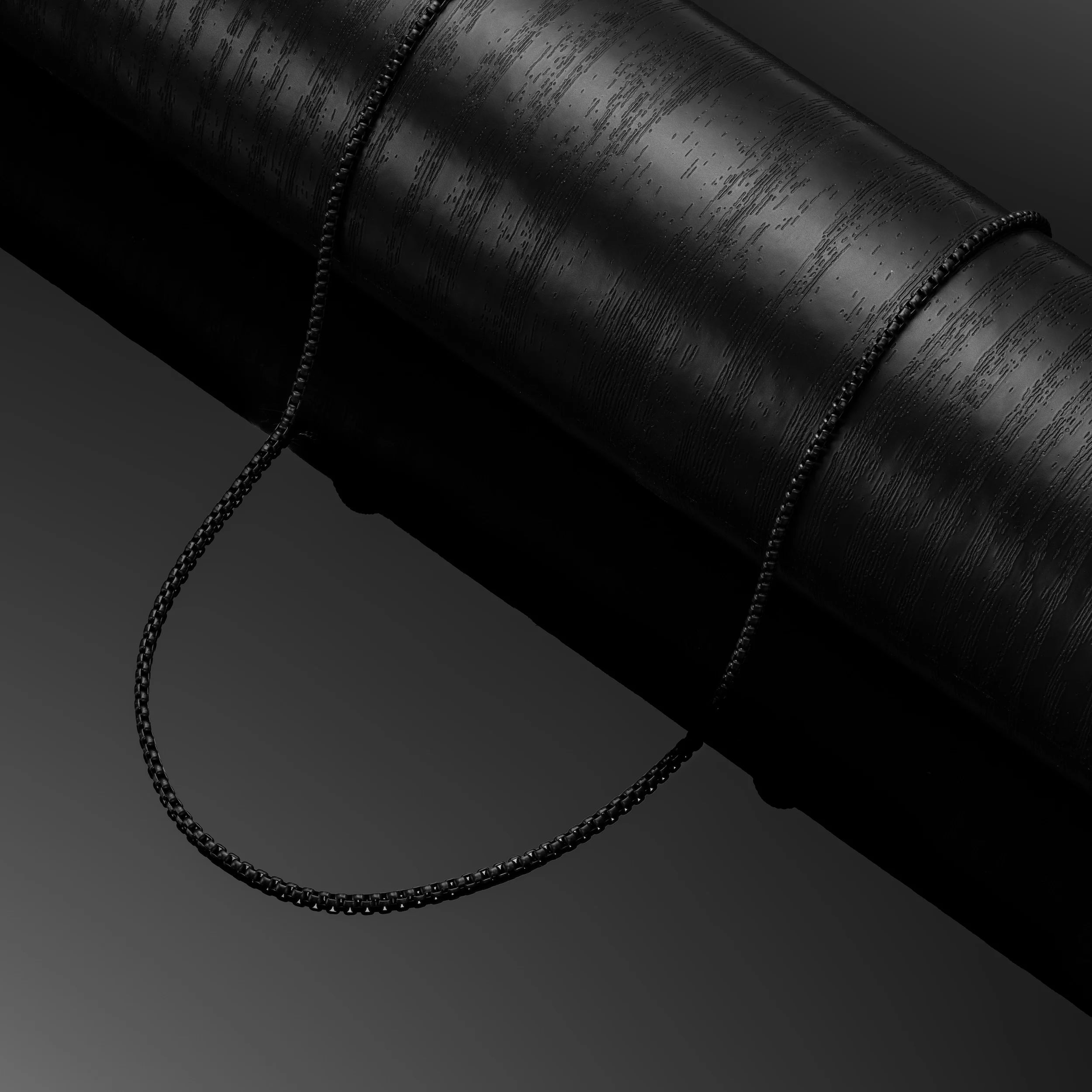  Box Chain Necklace, 2MM - Black