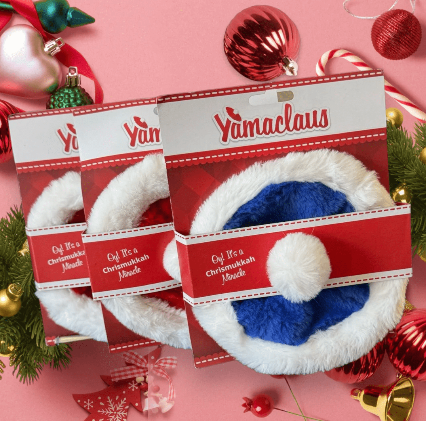Yamaclaus: Chrismukkah Santa Claus Hat and Yarmulke Mashup - Red or Blue、mySite、topwebapps