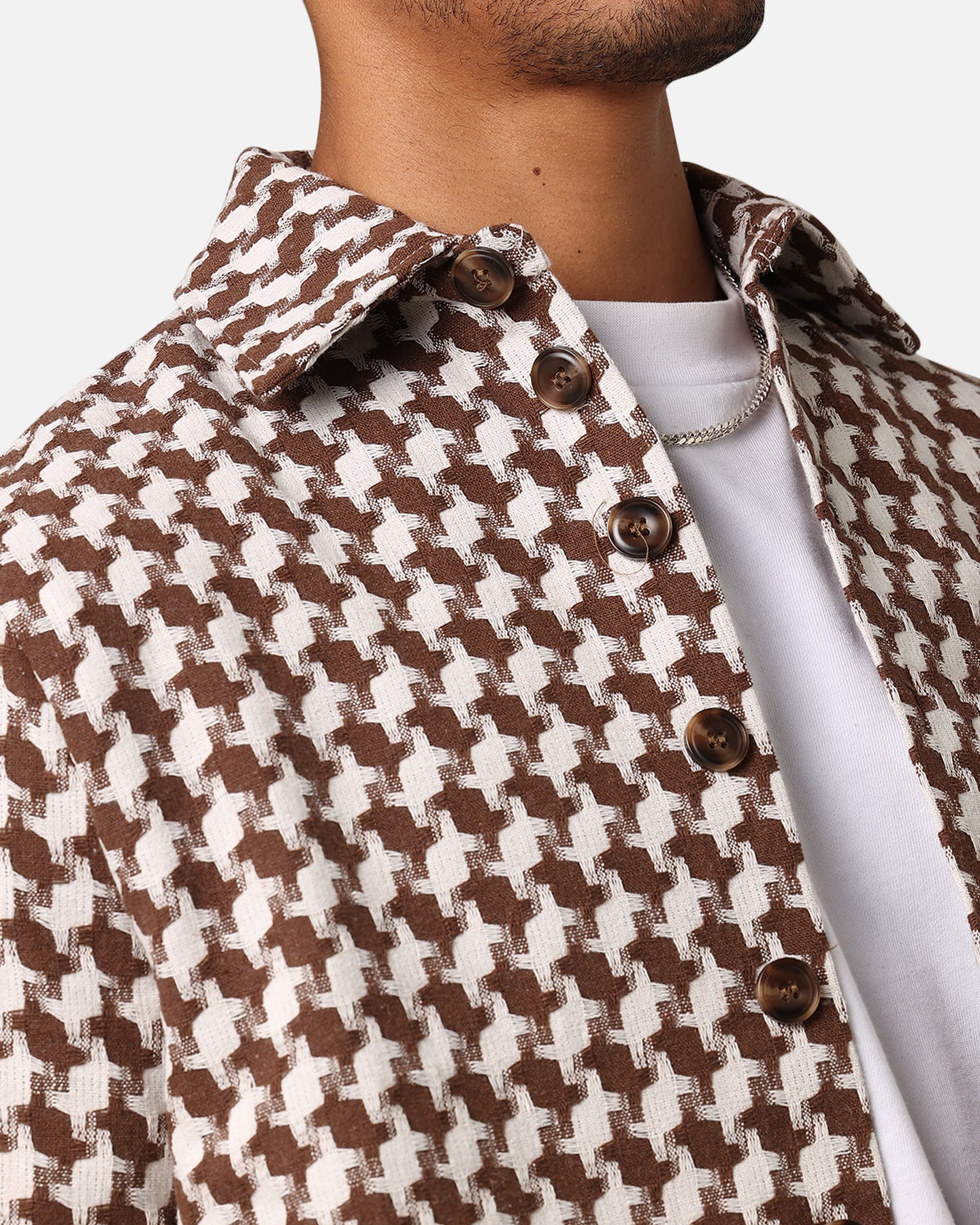 XXIII Jacquard Weave Shacket Brown/White、mySite、zt4zffjzw
