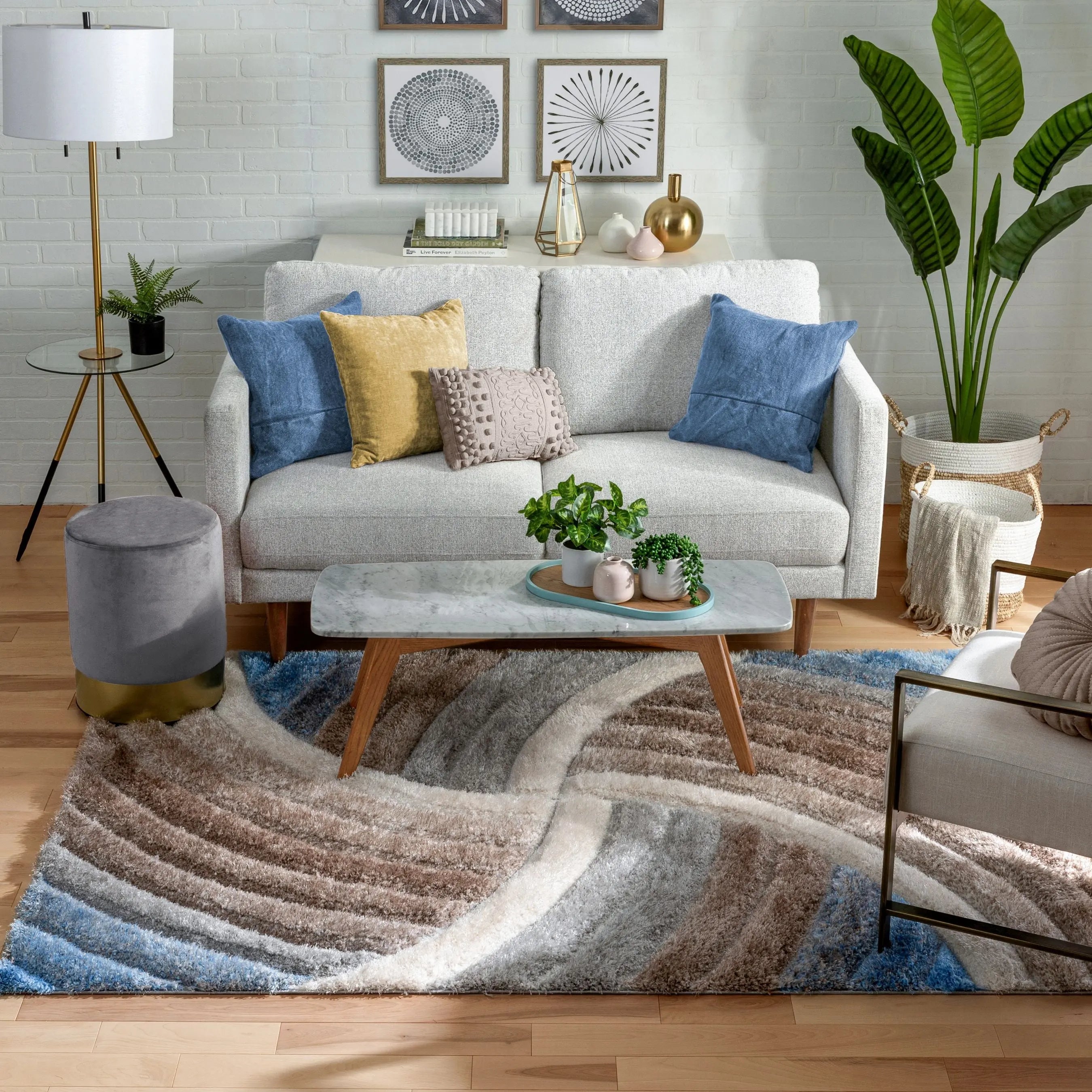 Ucci Modern Modern Geometric Shag Beige 3D Textured Thick & Soft Shag Rug、mySite、gigharbornorthrealestate