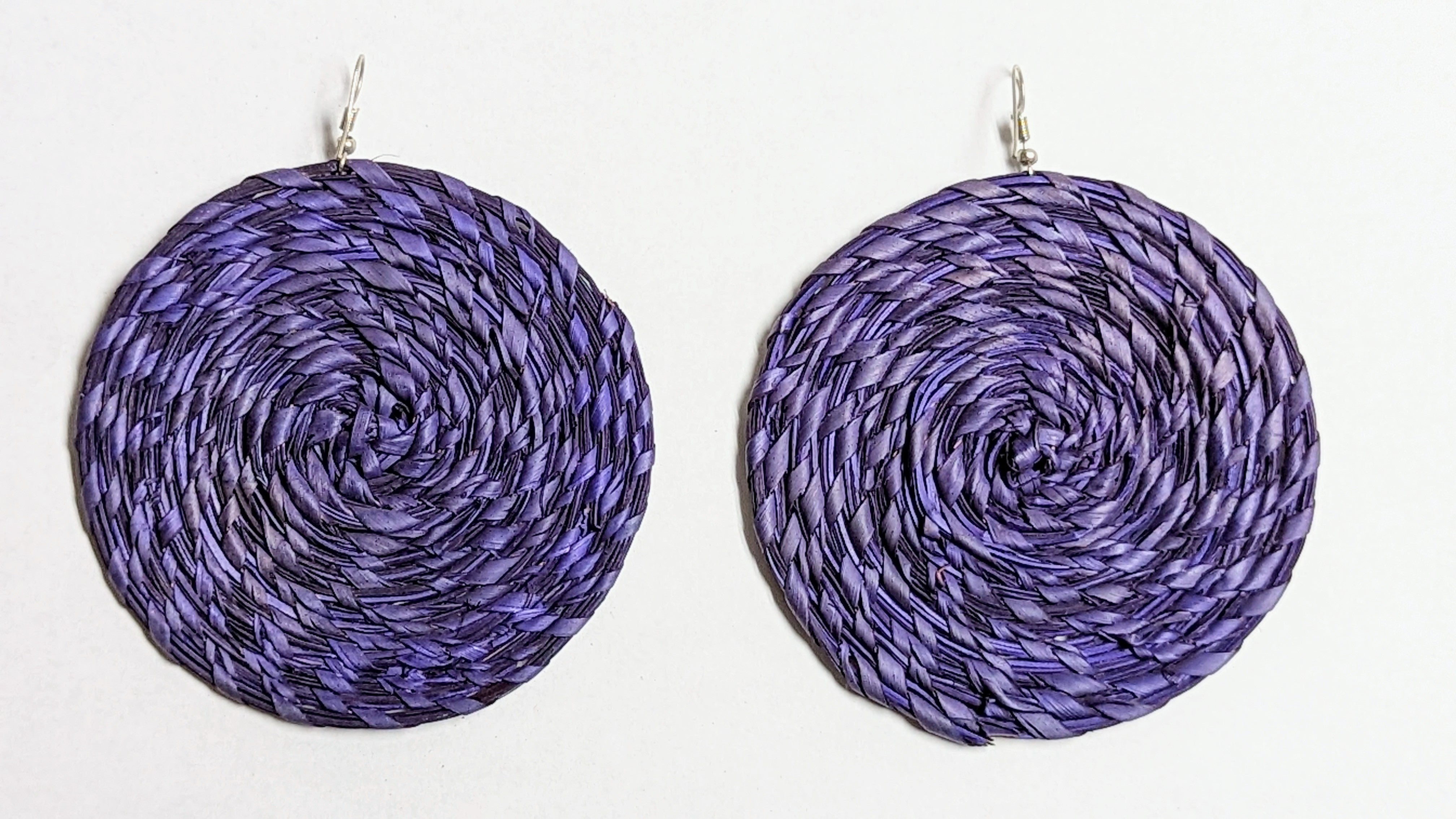 Anahgi Purple African Raffia Palm hook Earrings-DPJPARE2、mySite、solidvoid