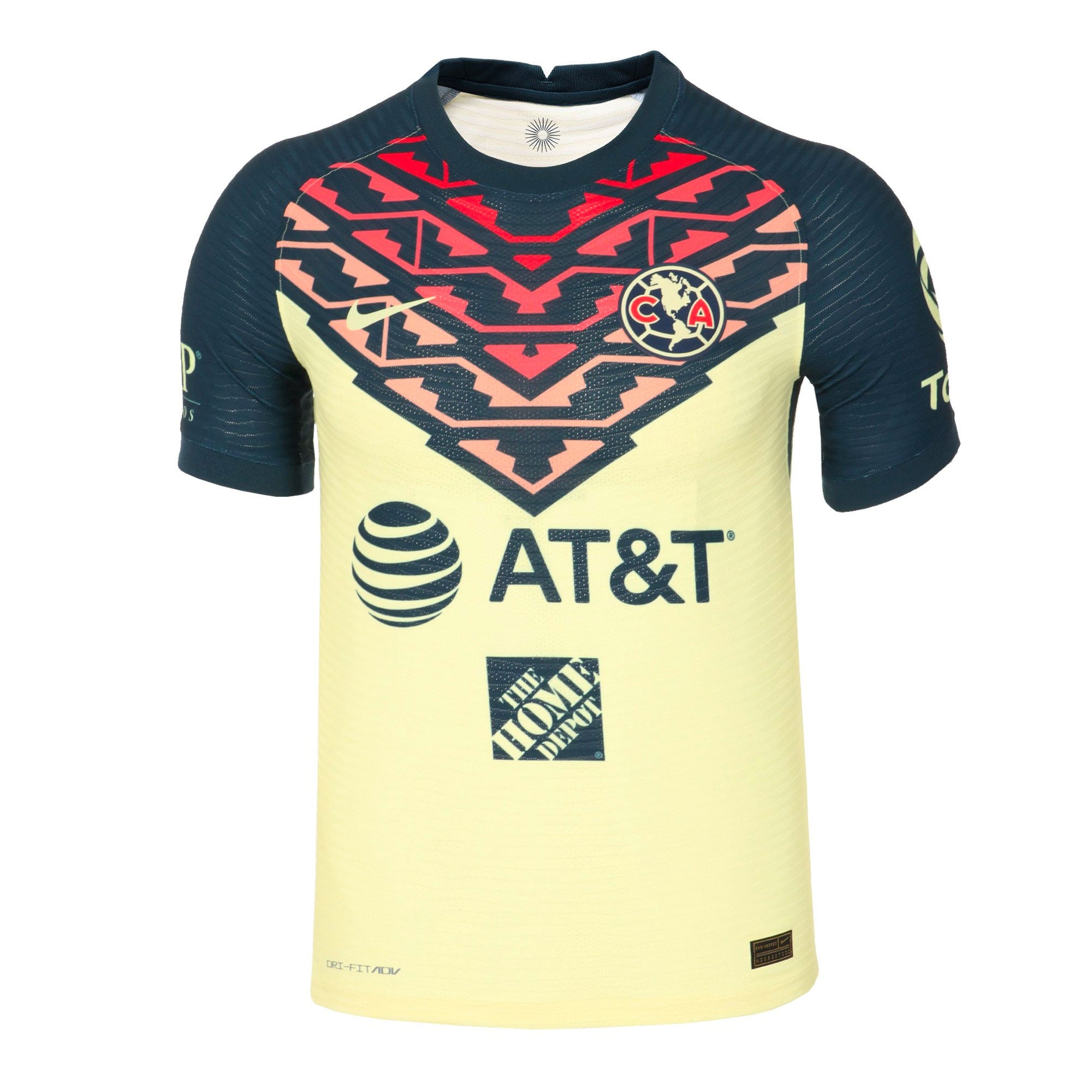 Nike Men's Club America 2021/22 Dri-FIT ADV Home Match Jersey Lemon Chiffon/Armory Navy、mySite、bottomscart
