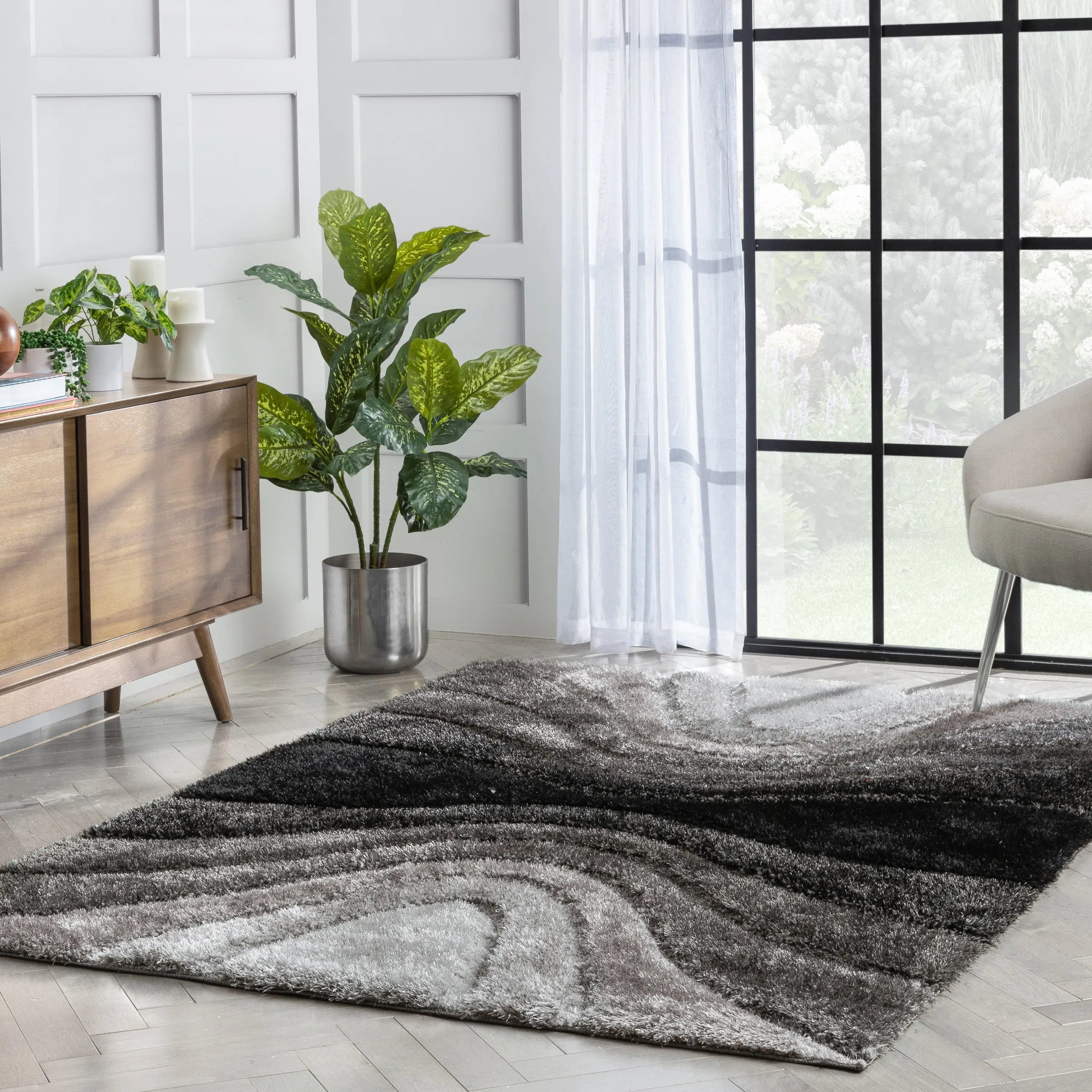 Luz Modern Geometric Black 3D Textured Thick & Soft Shag Rug、mySite、gigharbornorthrealestate