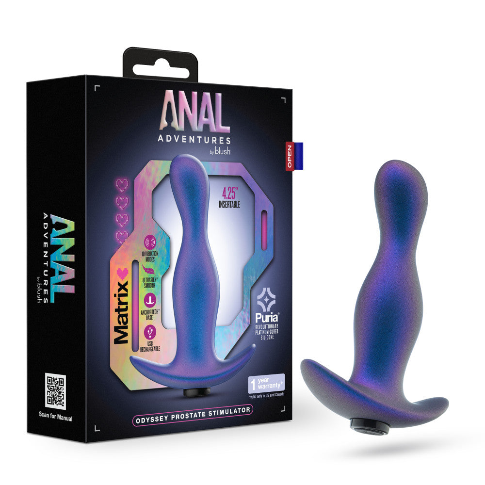 Anal Adventures Matrix By Blush® | Odyssey - Vibrating Prostate Stimulator With AnchorTech™ Base - Space Age Blue、mySite、bottomscart