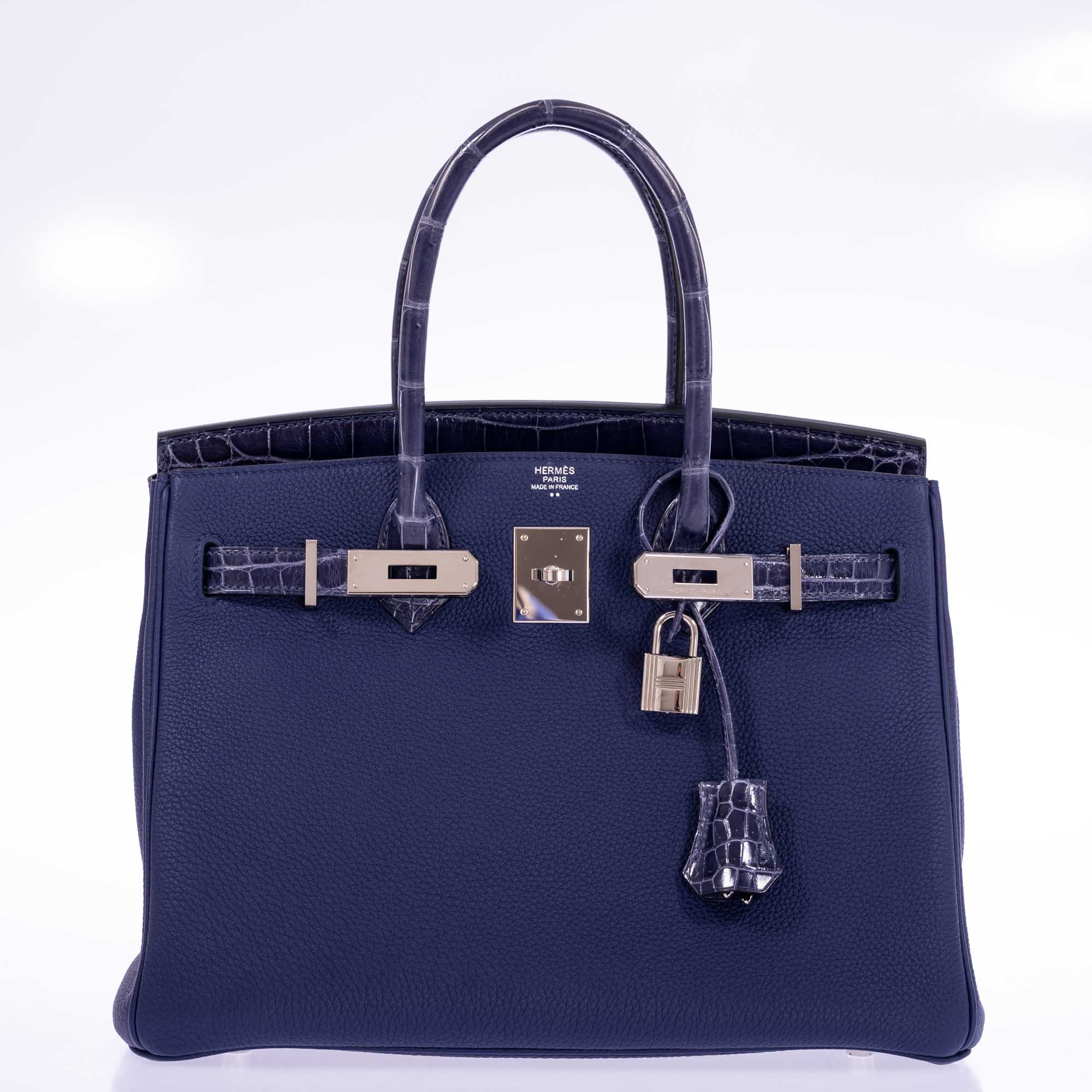 Hermès Touch Birkin 30 Bleu Encre Togo and Shiny Niloticus Crocodile Palladium Hardware、mySite、garminoutage.com