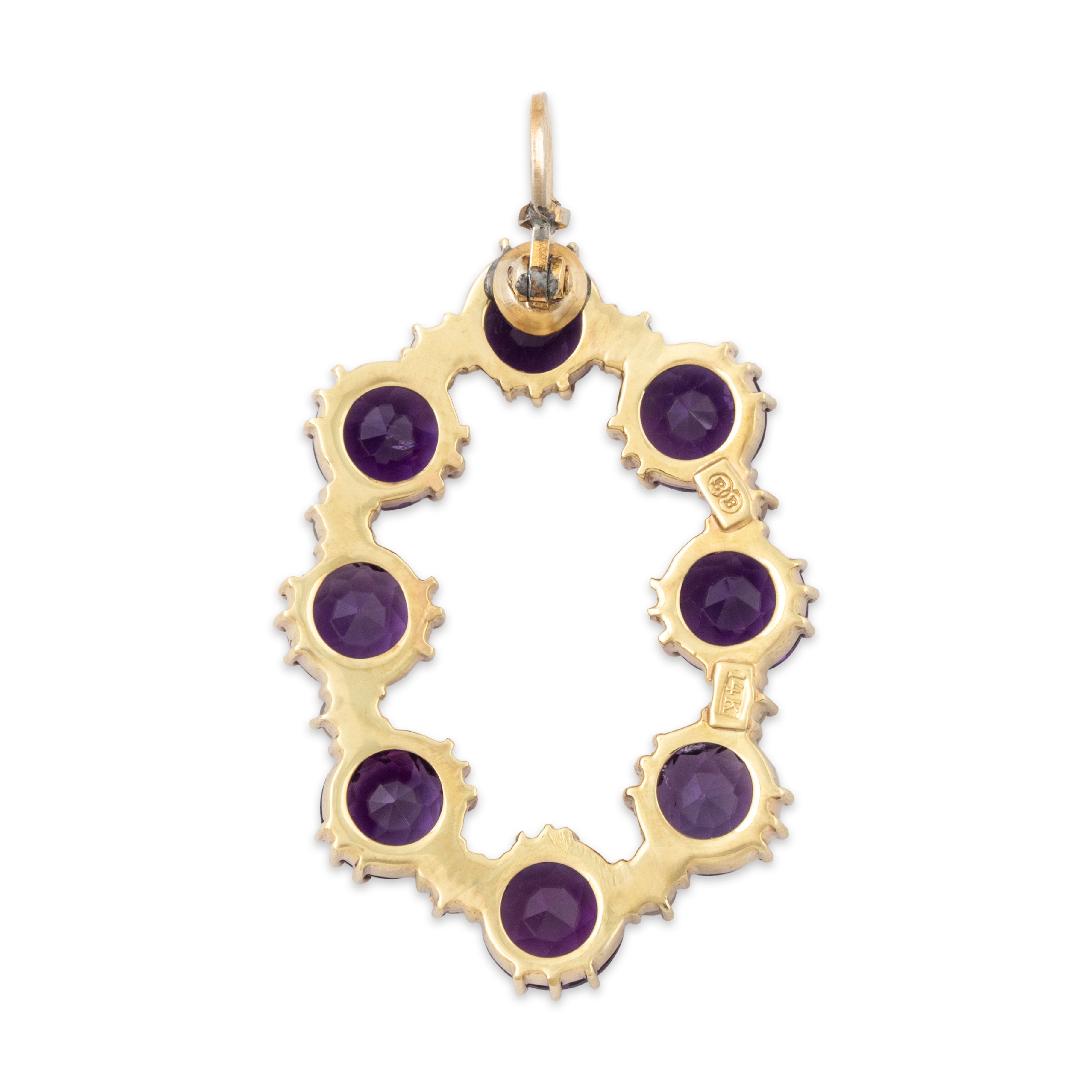 Vintage Large Binder Bros. 14k Yellow Gold 5.76ct Amethyst Pearl Pendant、mySite、hinf8tx79