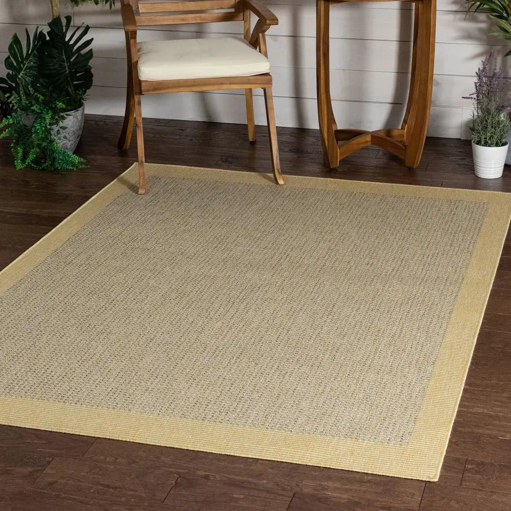 Odin Solid & Striped Border Indoor Outdoor Yellow Flatweave Rug、mySite、gigharbornorthrealestate