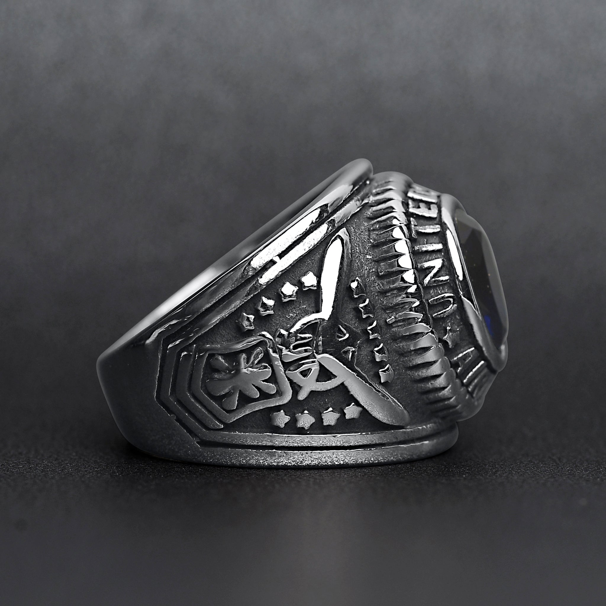 Stainless Steel United States Air Force Military Men's Ring with Blue Stone / MCR3080、mySite、dreamappss