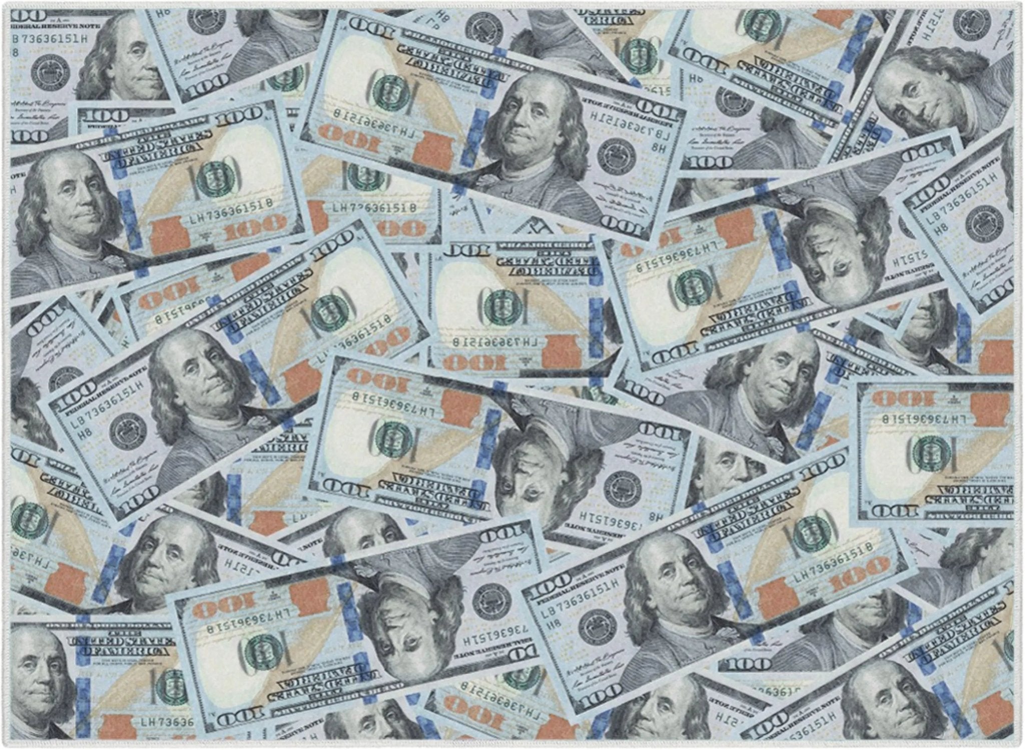 New Hundred Dollar Bill Stacked Green Blue Area Flat-Weave Rug、mySite、gigharbornorthrealestate