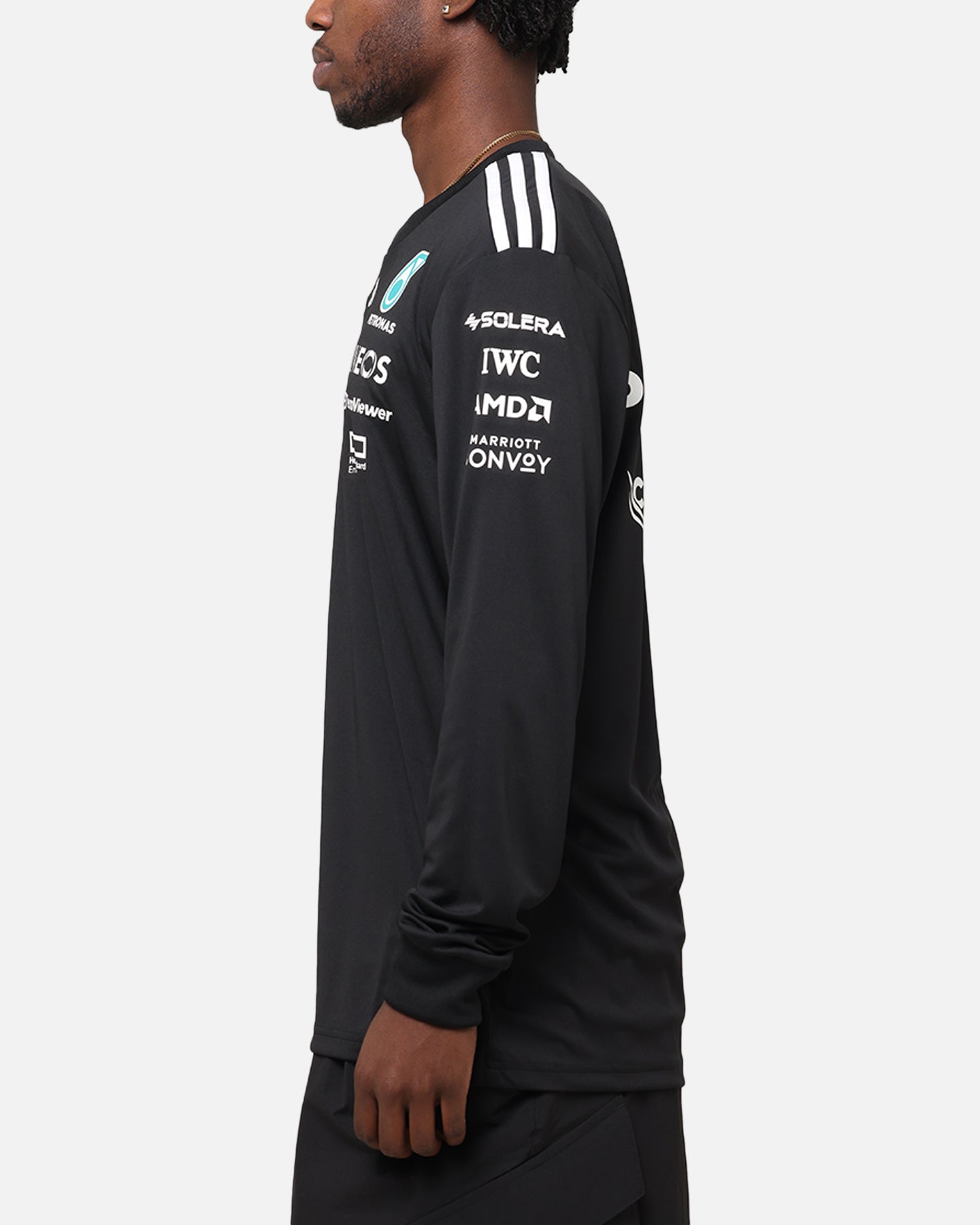 adidas x Mercedes-AMG PETRONAS Formula One F1 2025 Team Long Sleeve Driver T-Shirt Black、mySite、zt4zffjzw
