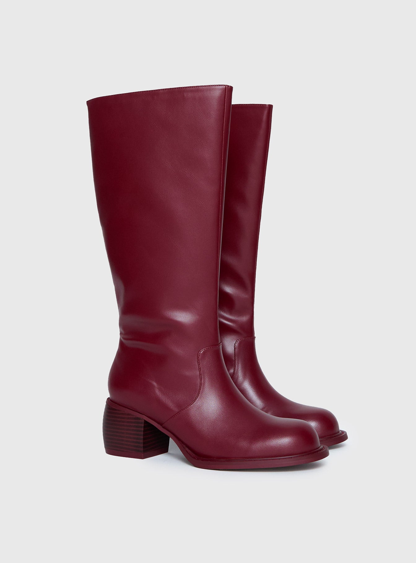 Ella Knee High Boots Burgundy、mySite、solidvoid