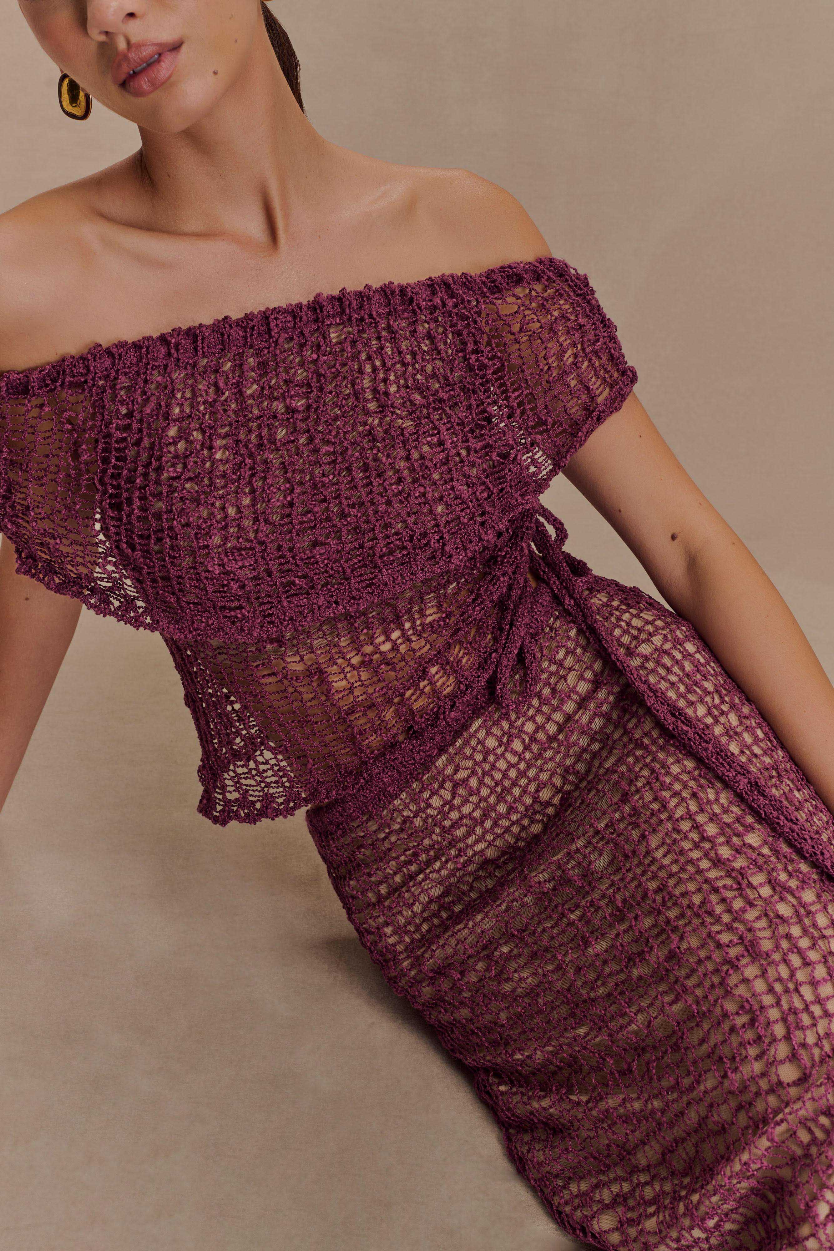 Cordelia Off Shoulder Knit Top - Mauve、mySite、solidvoid