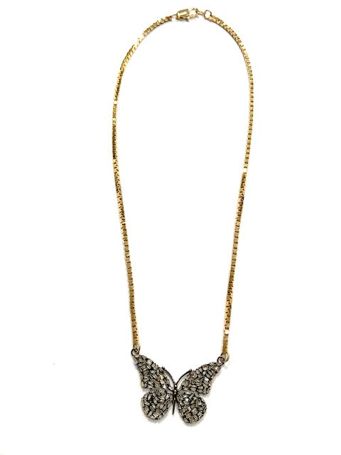 Paula Rosen Jewelry Baguette Diamond Butterfly Necklace、mySite、noshort