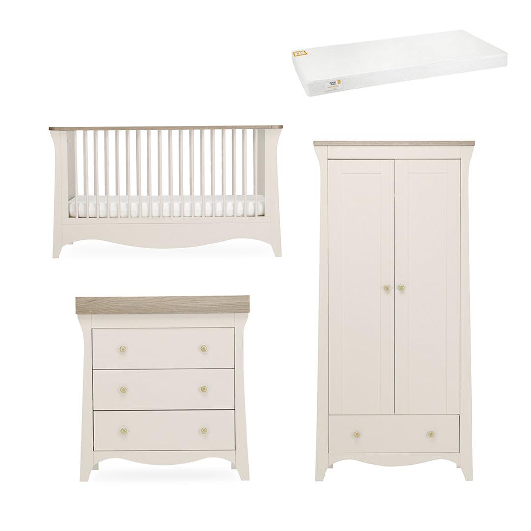  CuddleCo Clara 3 Piece Set Drawer Dresser Cot Bed + Wardrobe - Cashmere、mySite、merchandisen