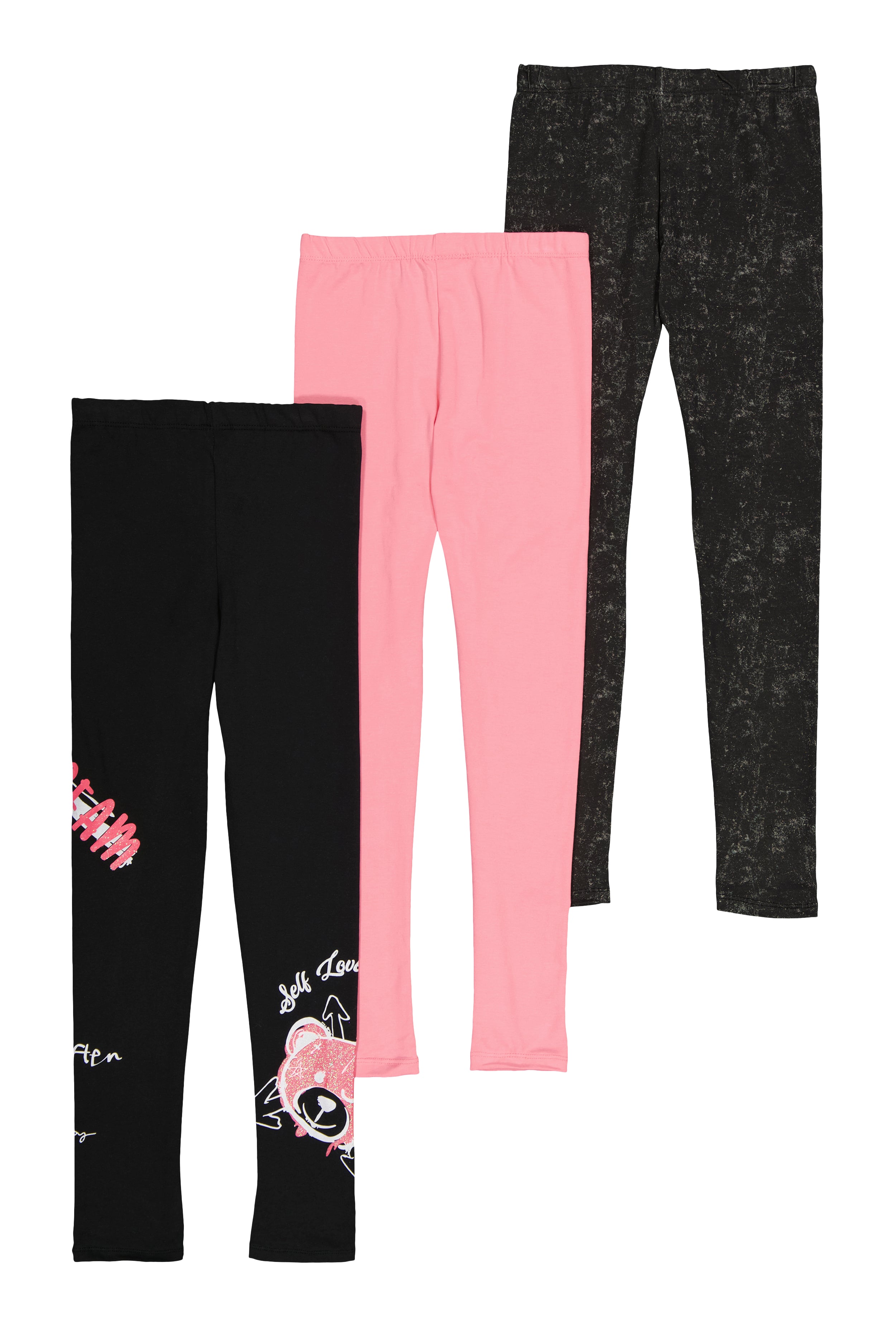 Girls Graffiti Graphic Assorted Leggings 3 Pack、mySite、camillekostekn