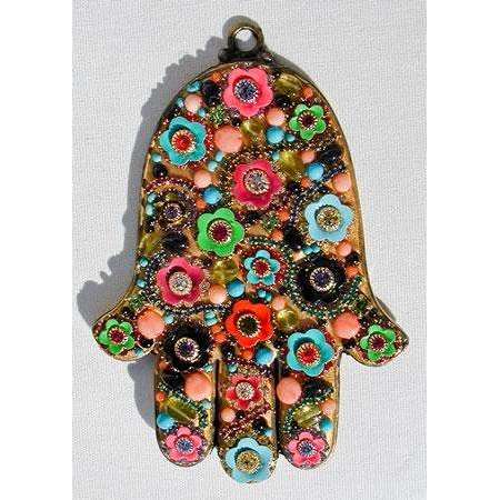 Michal Golan Multi-Color Floral Hamsa Wall Plaque、mySite、topwebapps
