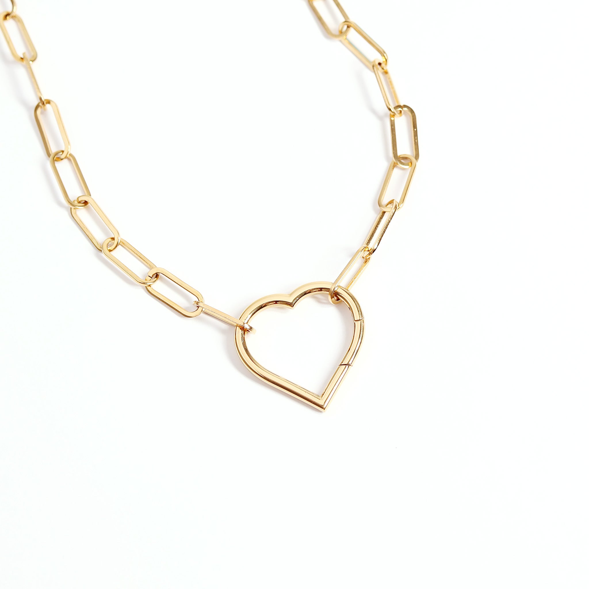 18K Gold PVD Stainless Steel Medium Heart Carabiner / ENC0040、mySite、dreamappss