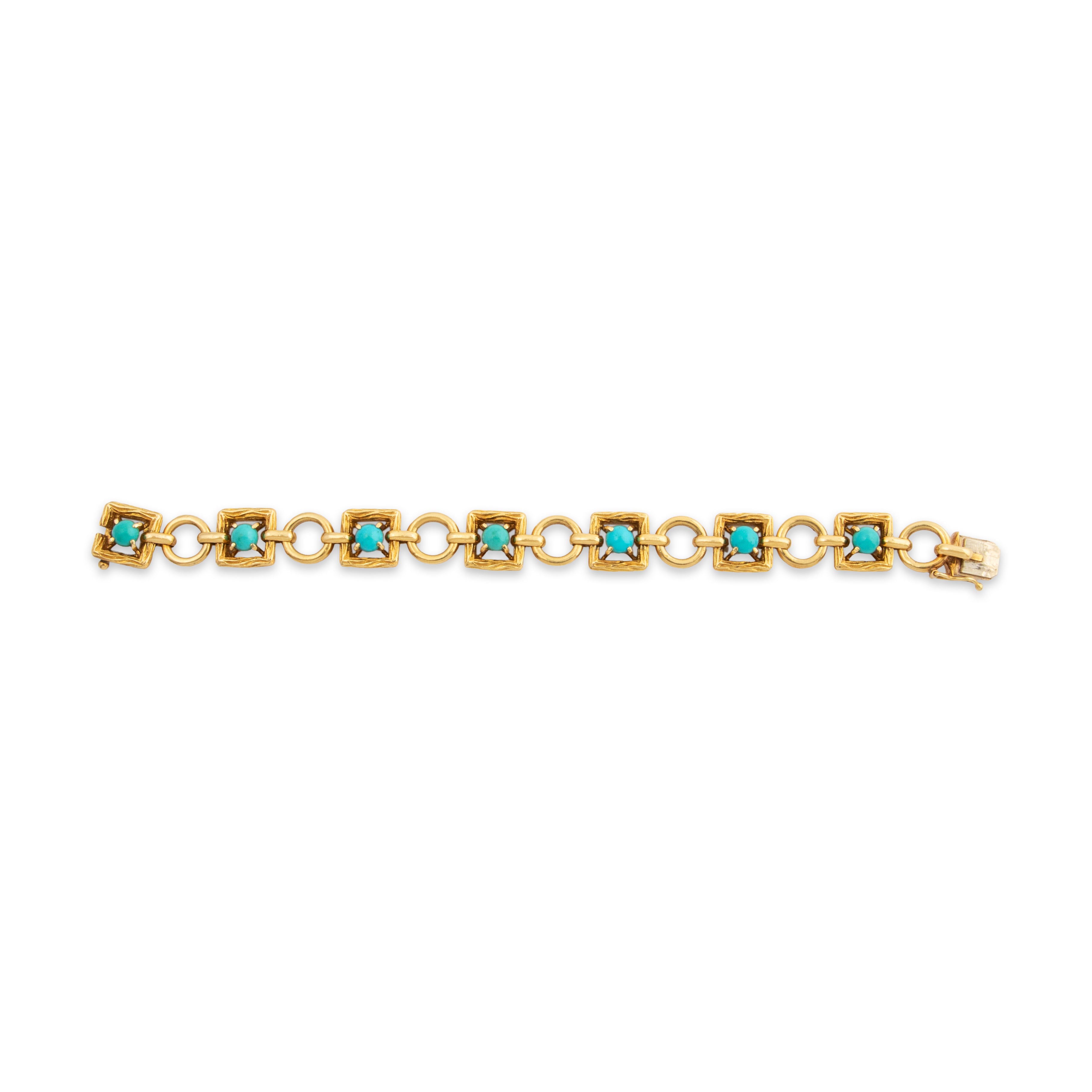 Heavy & Rare Tiffany & Co. 18k Yellow Gold Turquoise Mid Century Bracelet 6、mySite、hinf8tx79