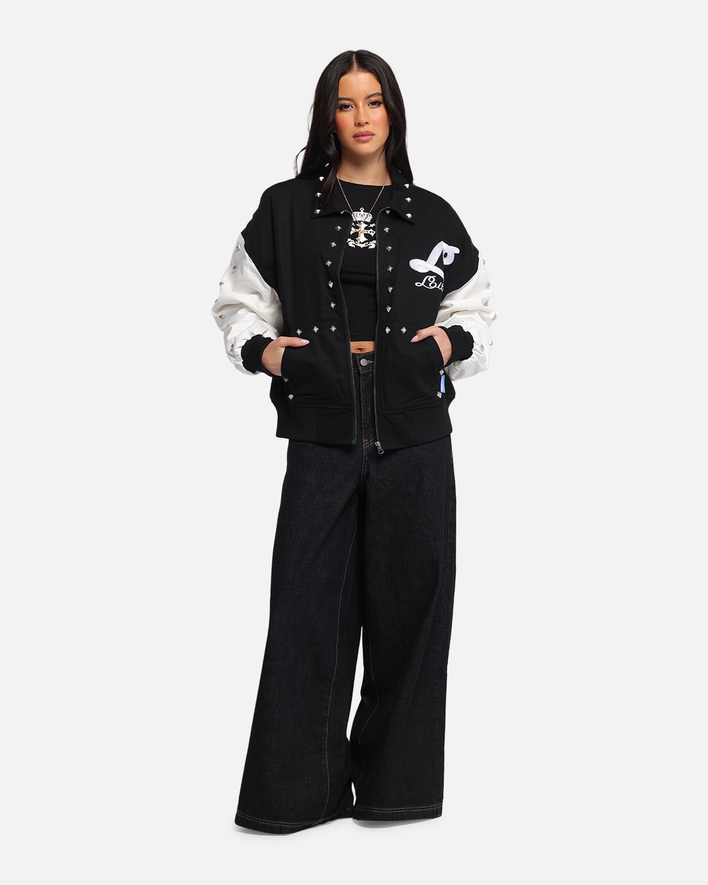 Loiter Frontier Varsity Jacket Black/Off White、mySite、zt4zffjzw