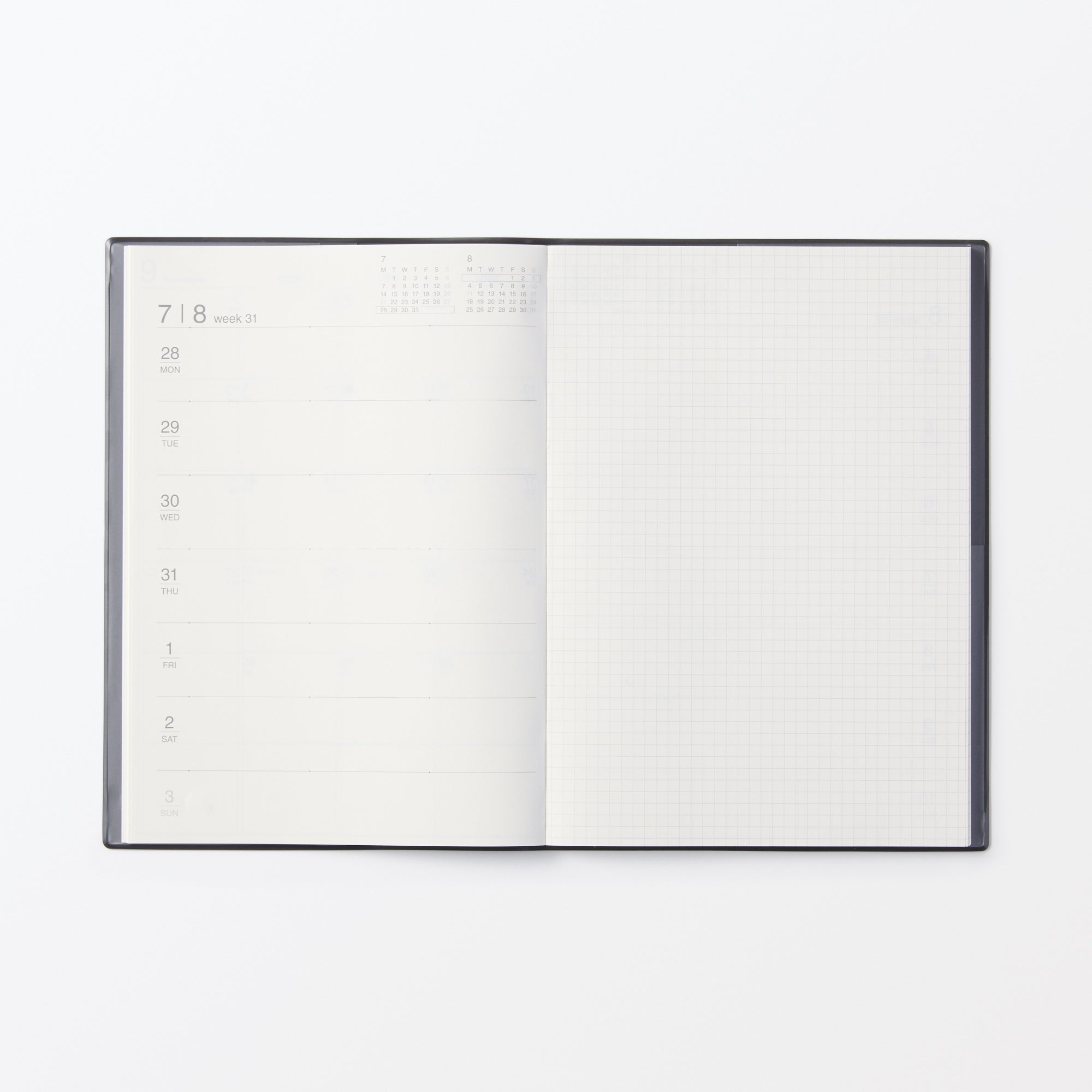  B5 Dark Gray Monthly/Weekly Planner From Aug. 2025 - Mon. Start、mySite、sugarbowlscore