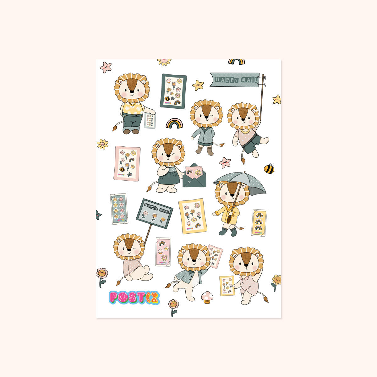  Lions Love Stickers A6 Paper Sticker Sheet、mySite、ghnorth
