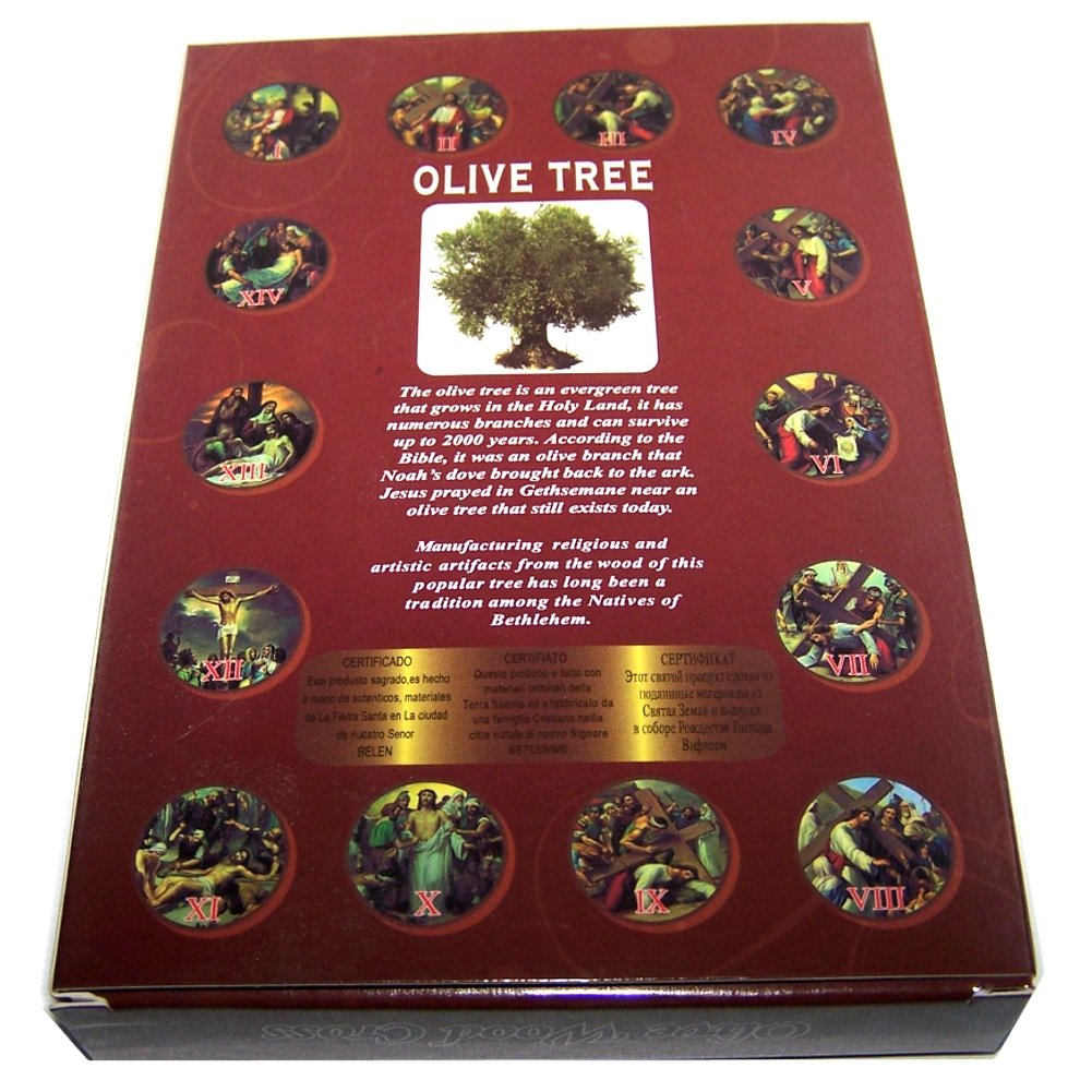  Layered Olive Wood Cross Carved by Laser with Holy Land Samples - Hanging (12 cm or 5 inches) Small/Certificate、mySite、elrpsem3k