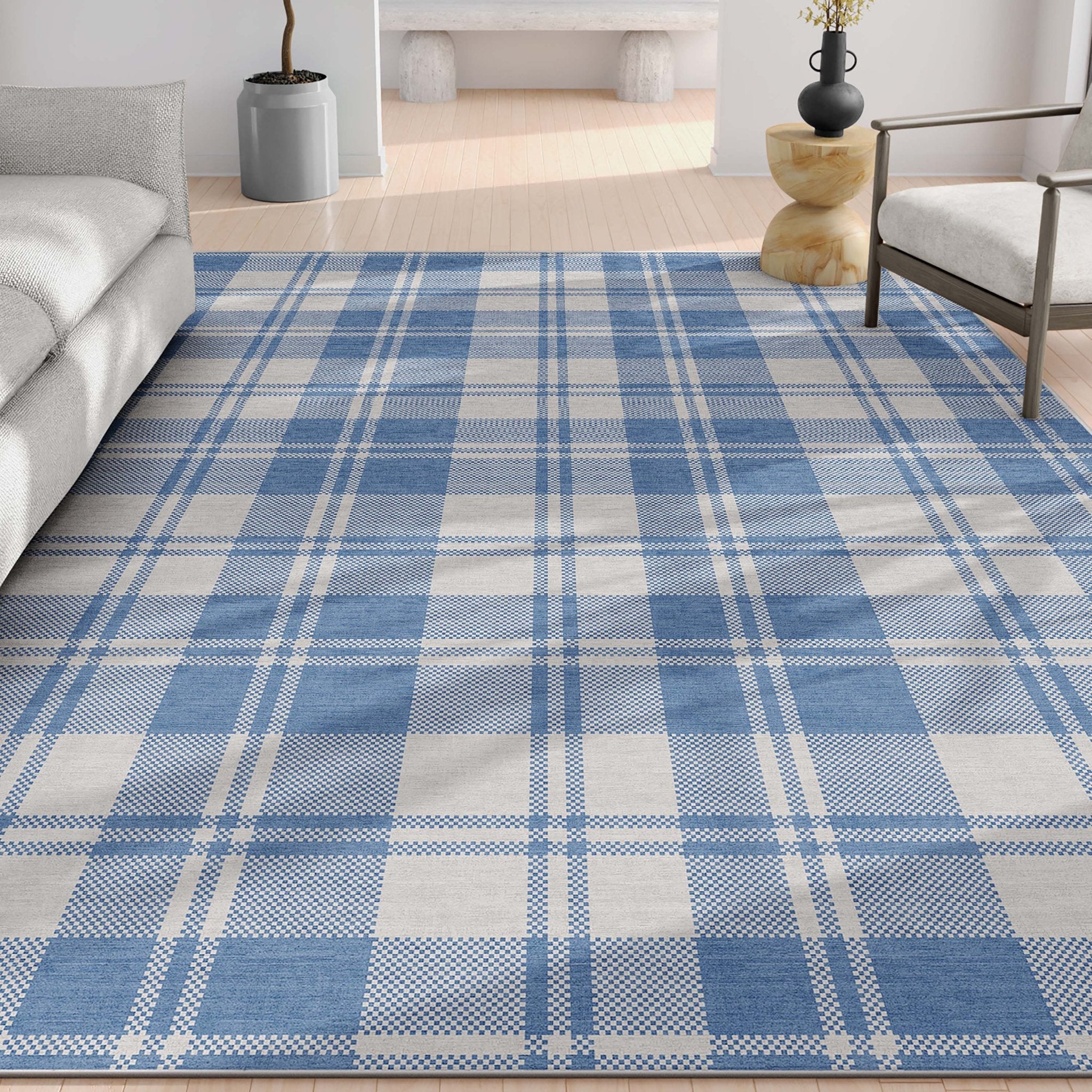 Plaid Modern Geometric Boxes Flat-Weave Rug、mySite、gigharbornorthrealestate
