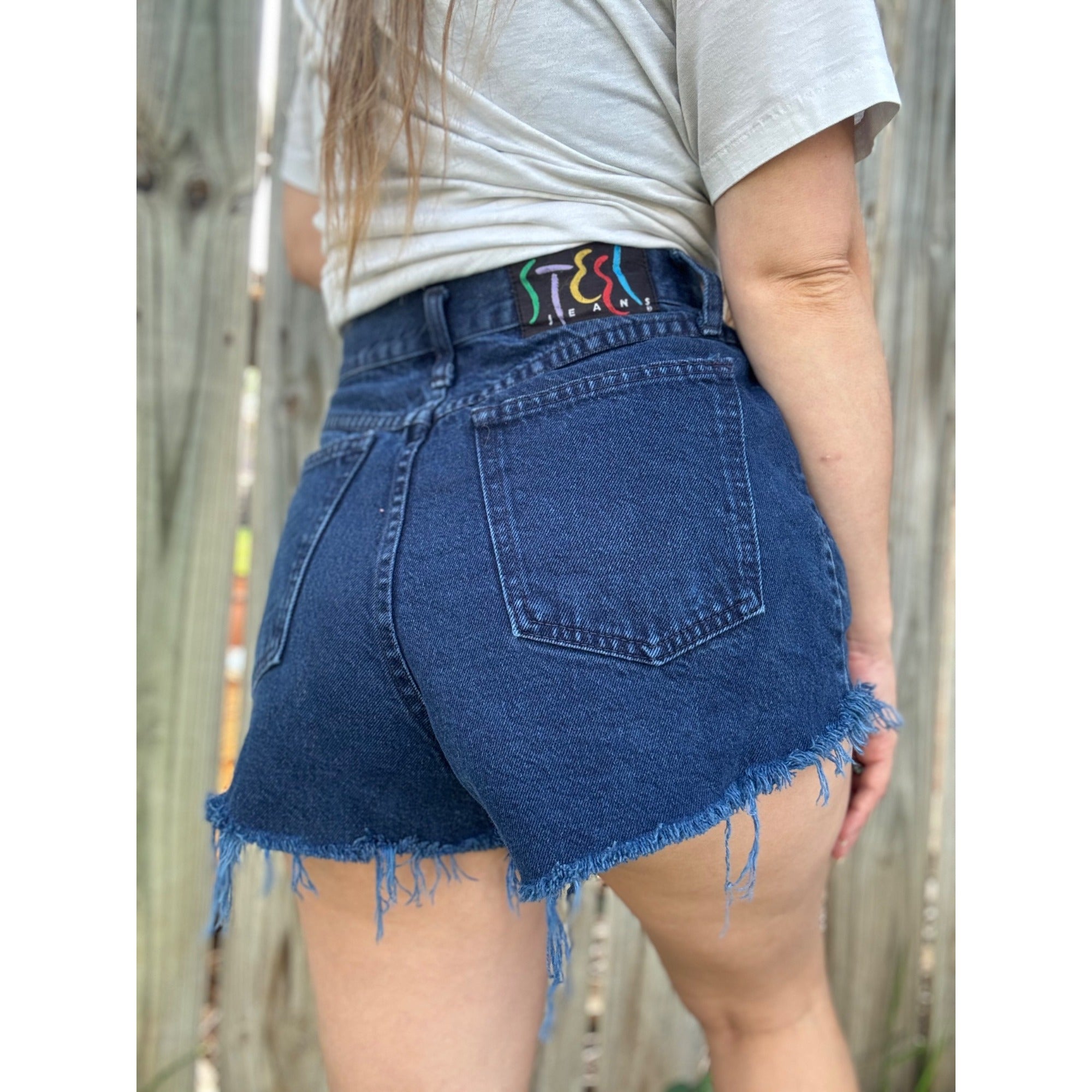 90's Steel Jeans Button Fly Cut Off Raw Hem Denim Jean Shorts Size 9、mySite、garagedoors4me