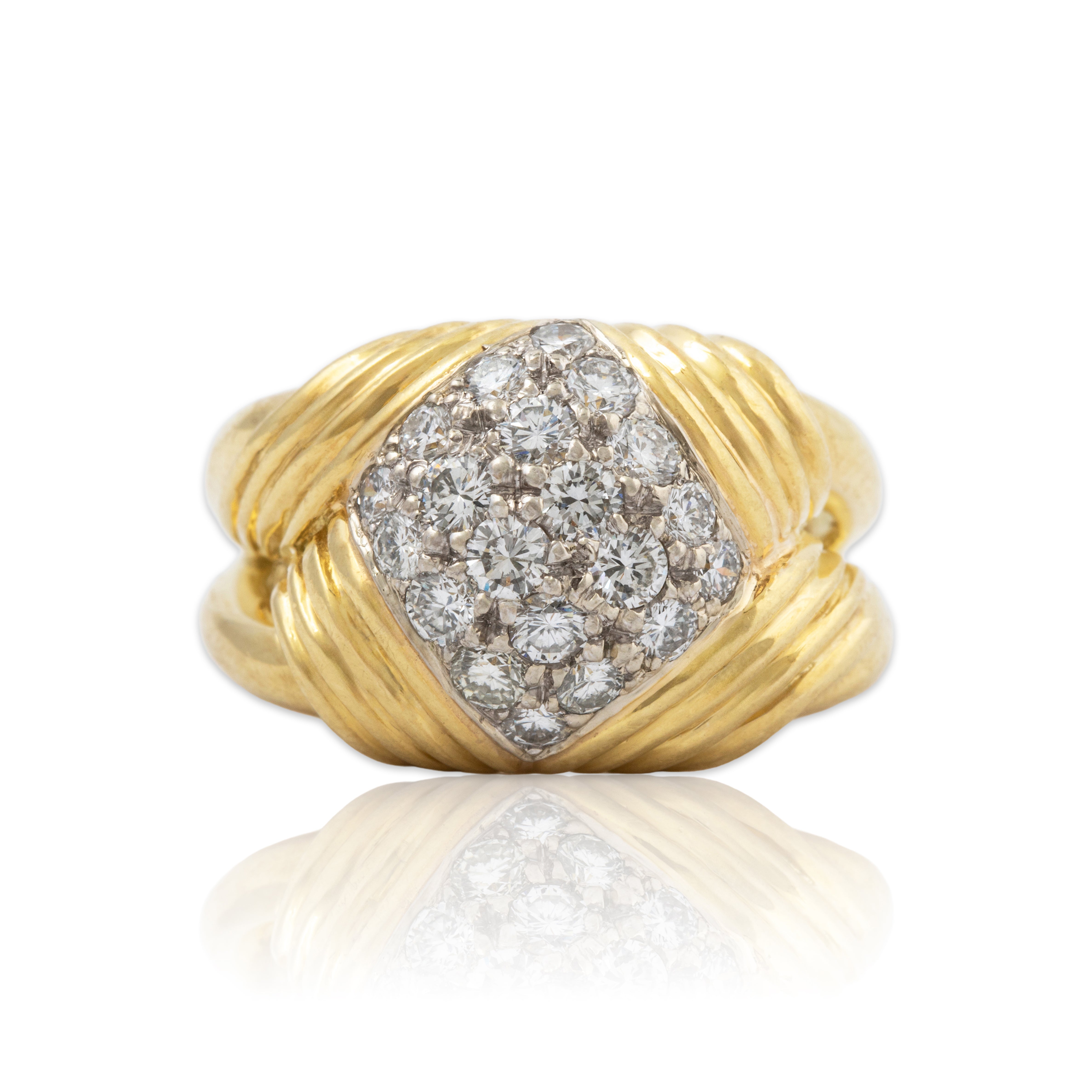 Vintage Heavy 18k Yellow Gold 1.25cttw Diamond Interwoven Cocktail Ring 6.25、mySite、hinf8tx79
