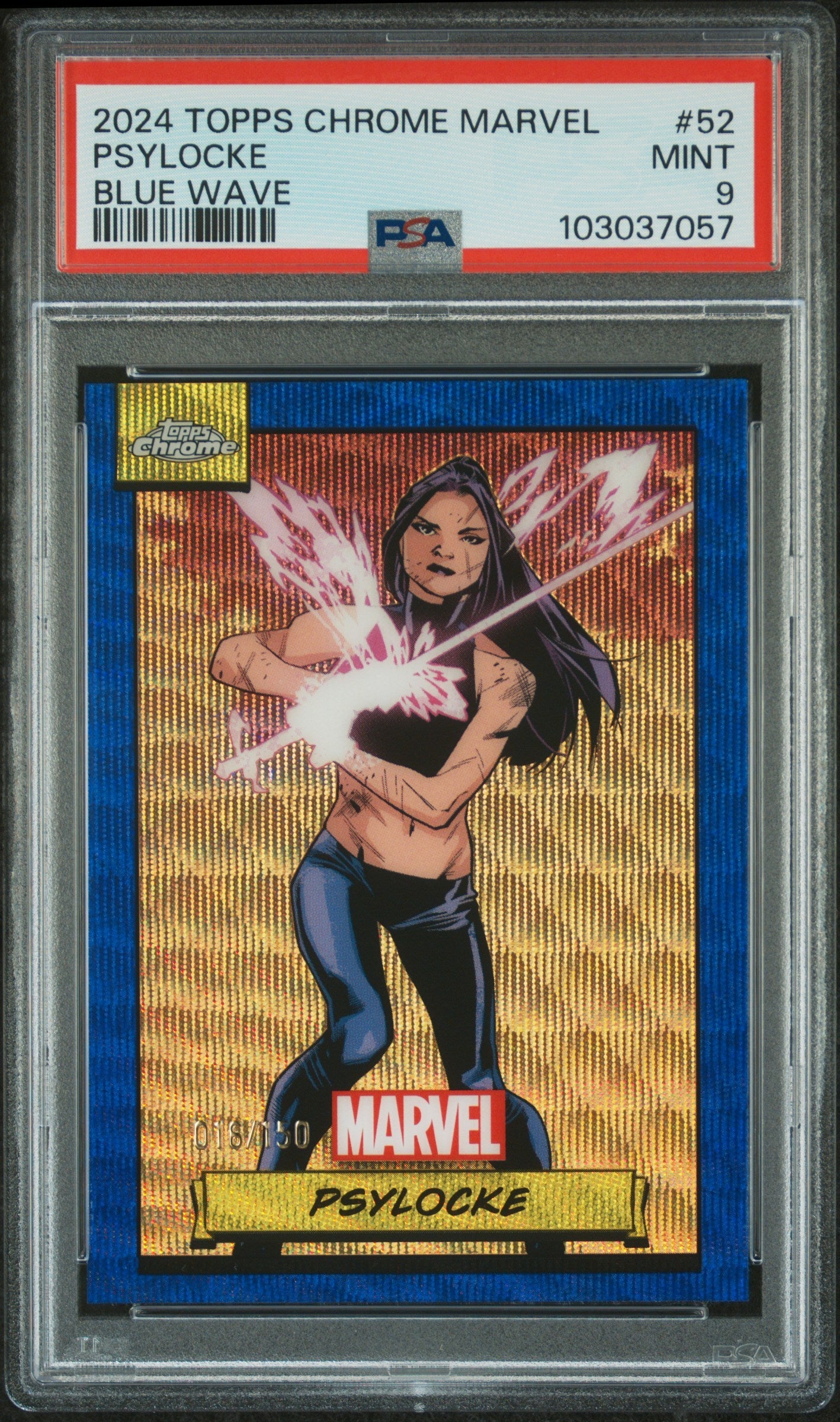Psylocke #52 Blue Wave 016/150 PSA 9 Topps Chrome Marvel 2024、mySite、waistdrama