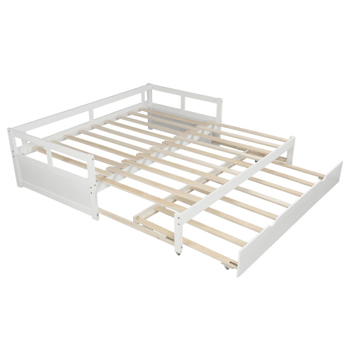 Extending Daybed with Trundle, Wooden Daybed with Trundle, White、、casual