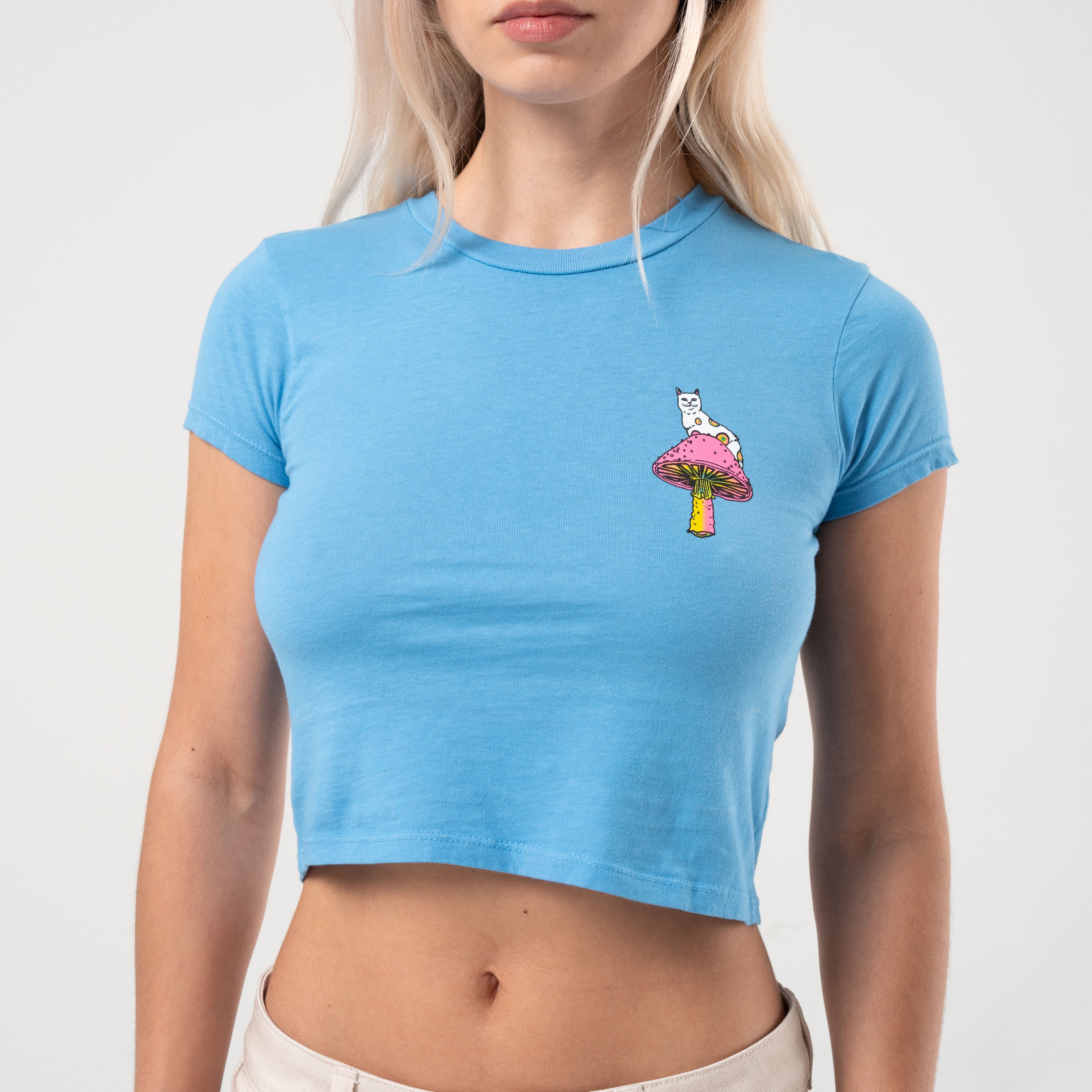  Psychedelic Cropped Baby Tee (Cornflower Blue )、mySite、merchandisen