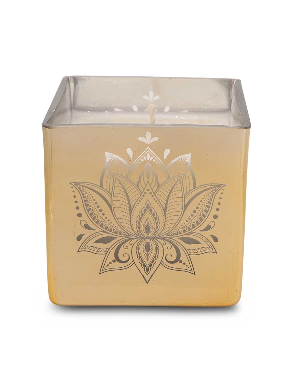 Golden Lotus Scented Candle in Etched Glass Vase、mySite、topwebapps