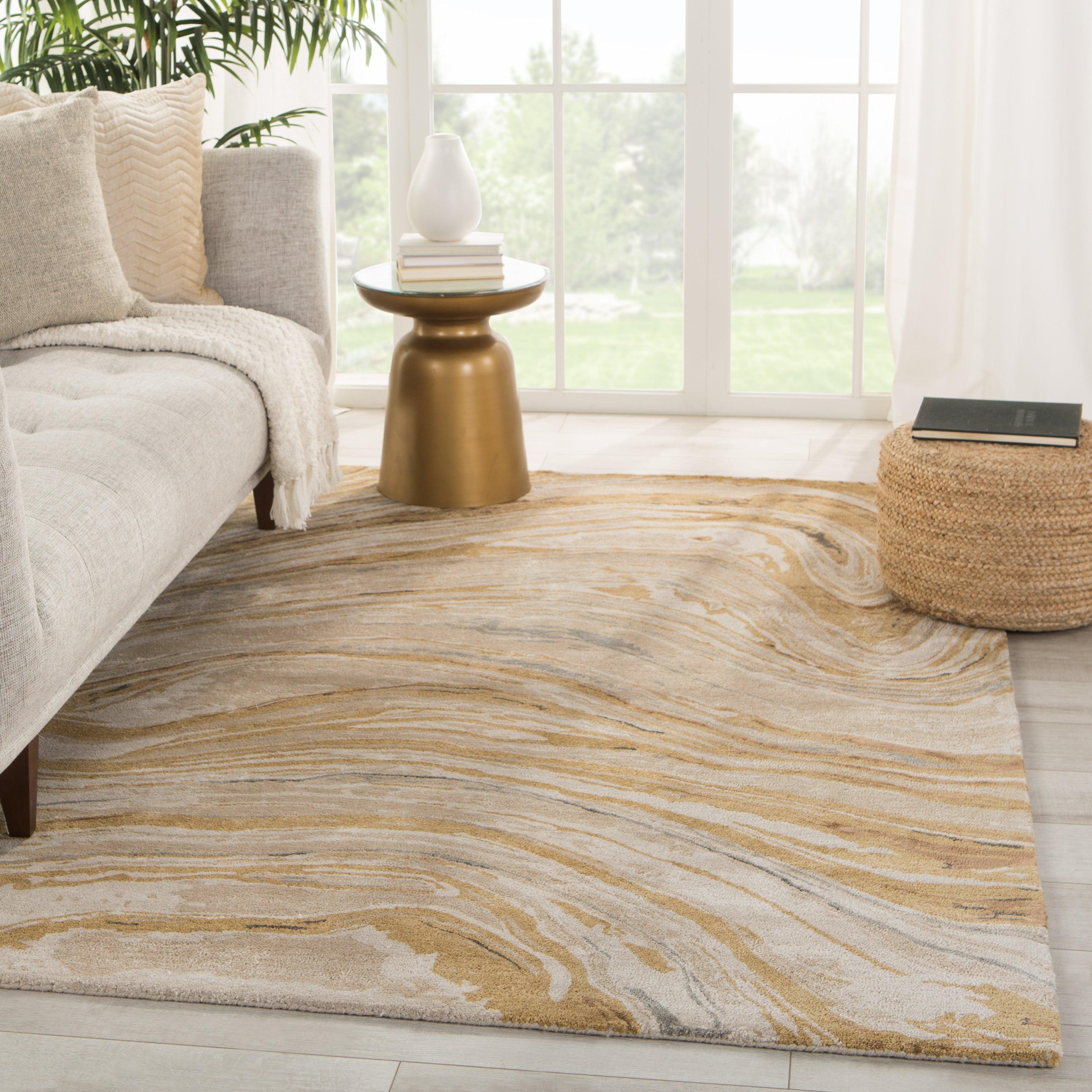 Atha Handmade Abstract Gold Beige Area Rug、mySite、gigharbornorthrealestate