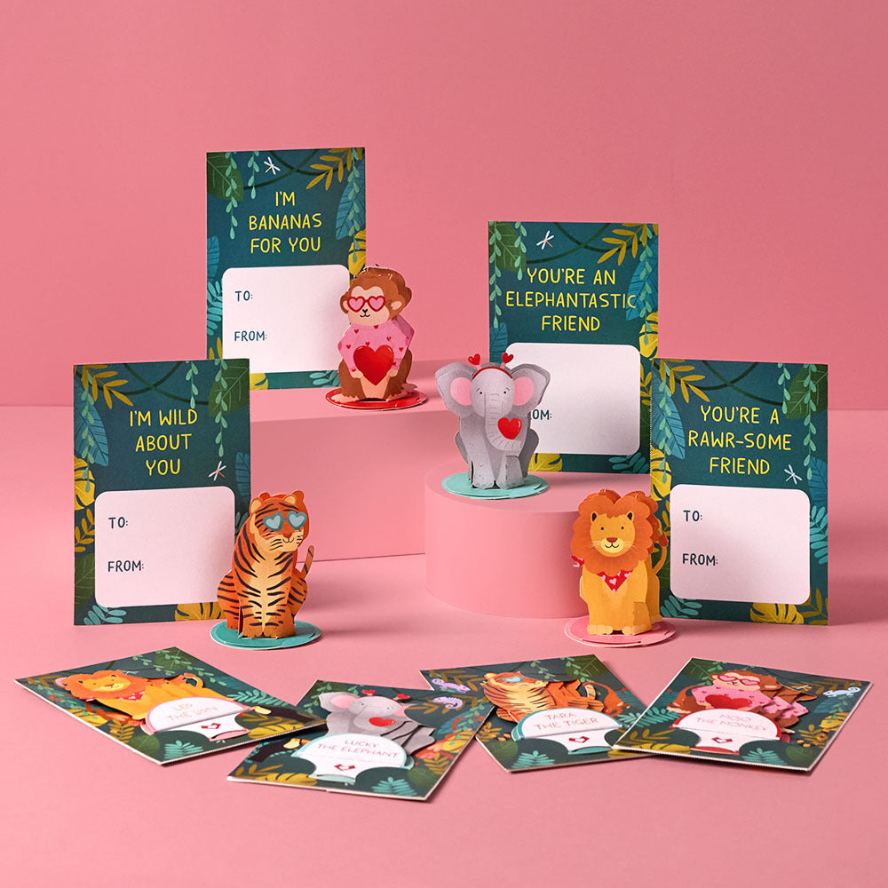 Valentine’s Day Safari Assorted Cards Kids Classroom 24-Pack、mySite、solidvoid