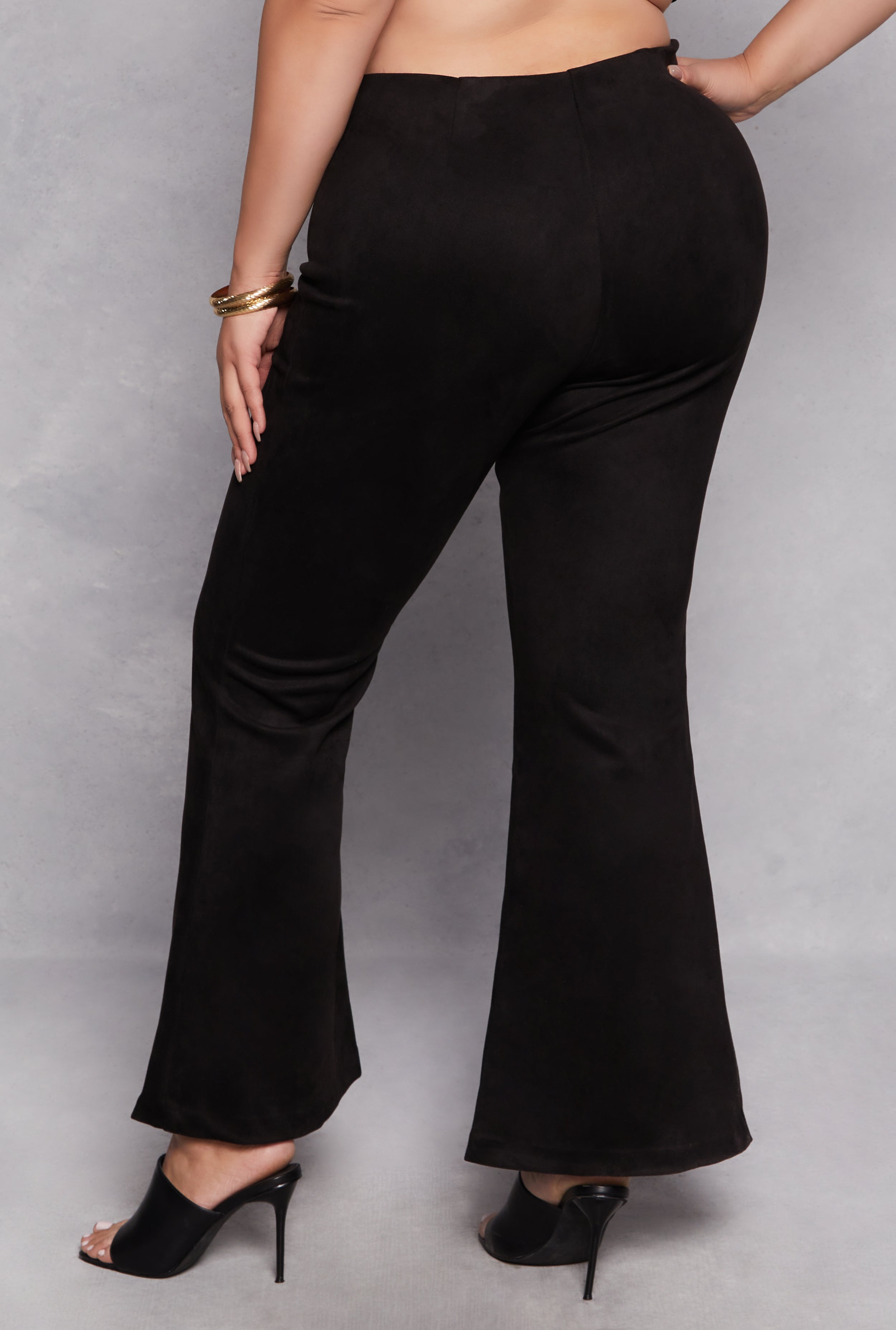 Plus Size Faux Suede Flare Pants、mySite、camillekostekn